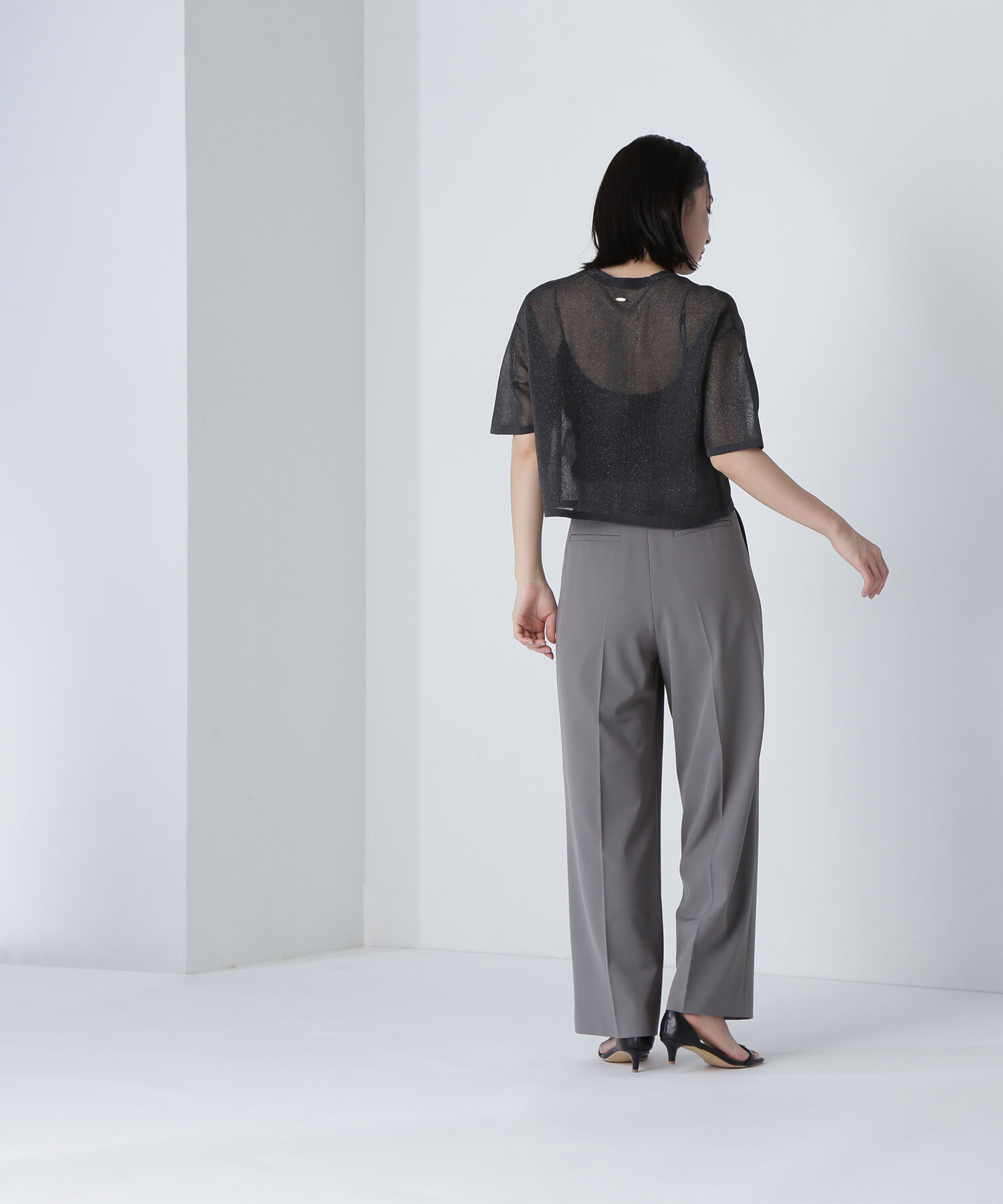  「クロップドシアーニットTシャツ」|ニット・セーター|