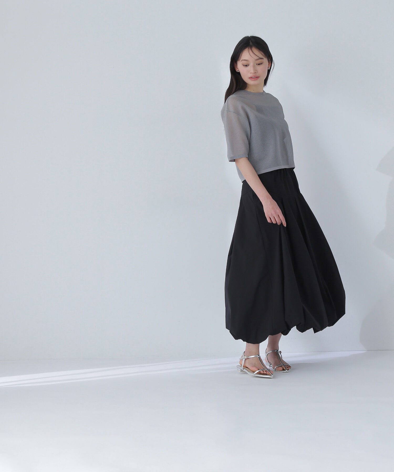  「クロップドシアーニットTシャツ」|ニット・セーター|