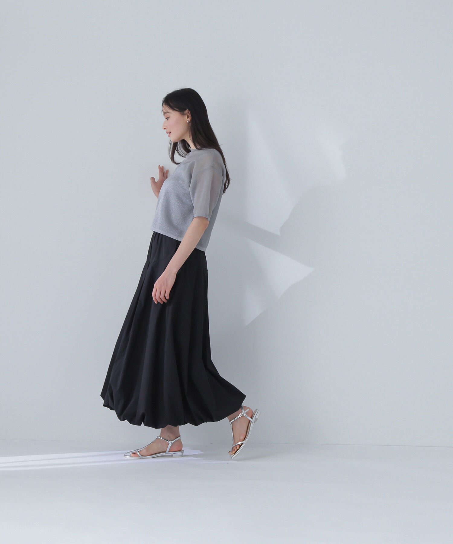  「クロップドシアーニットTシャツ」|ニット・セーター|