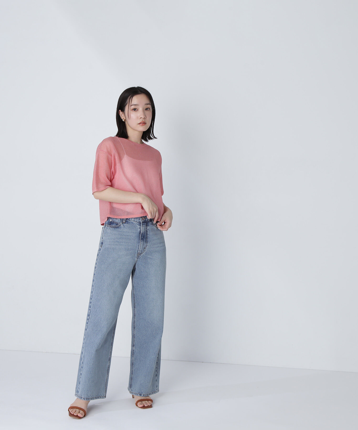  「クロップドシアーニットTシャツ」|ニット・セーター|