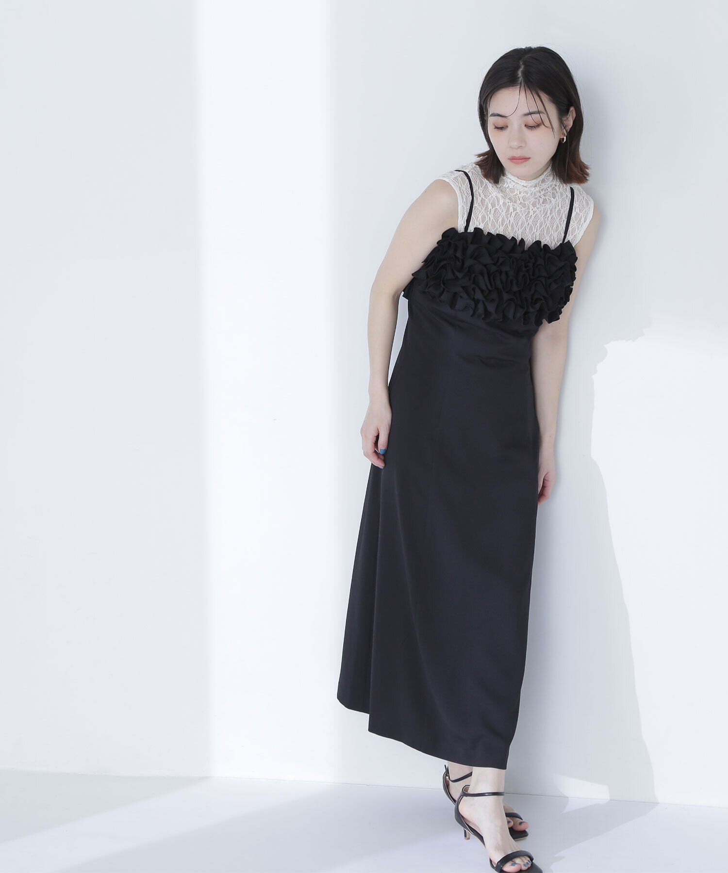  「フロントフリルキャミワンピース」|ワンピース|