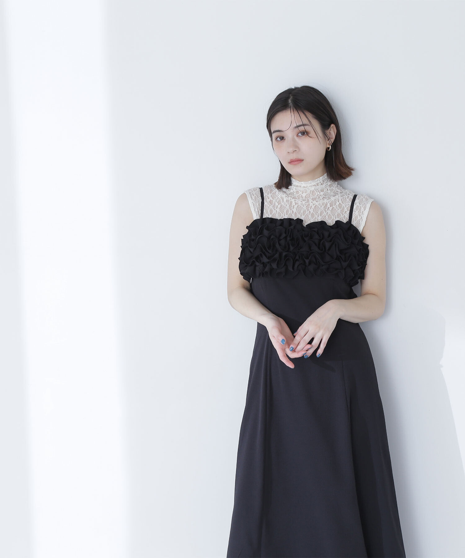  「フロントフリルキャミワンピース」|ワンピース|