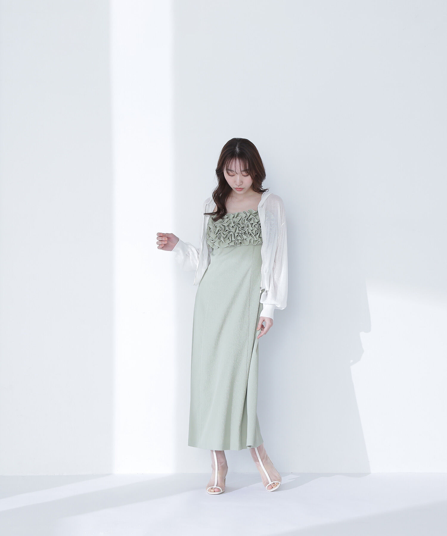  「フロントフリルキャミワンピース」|ワンピース|