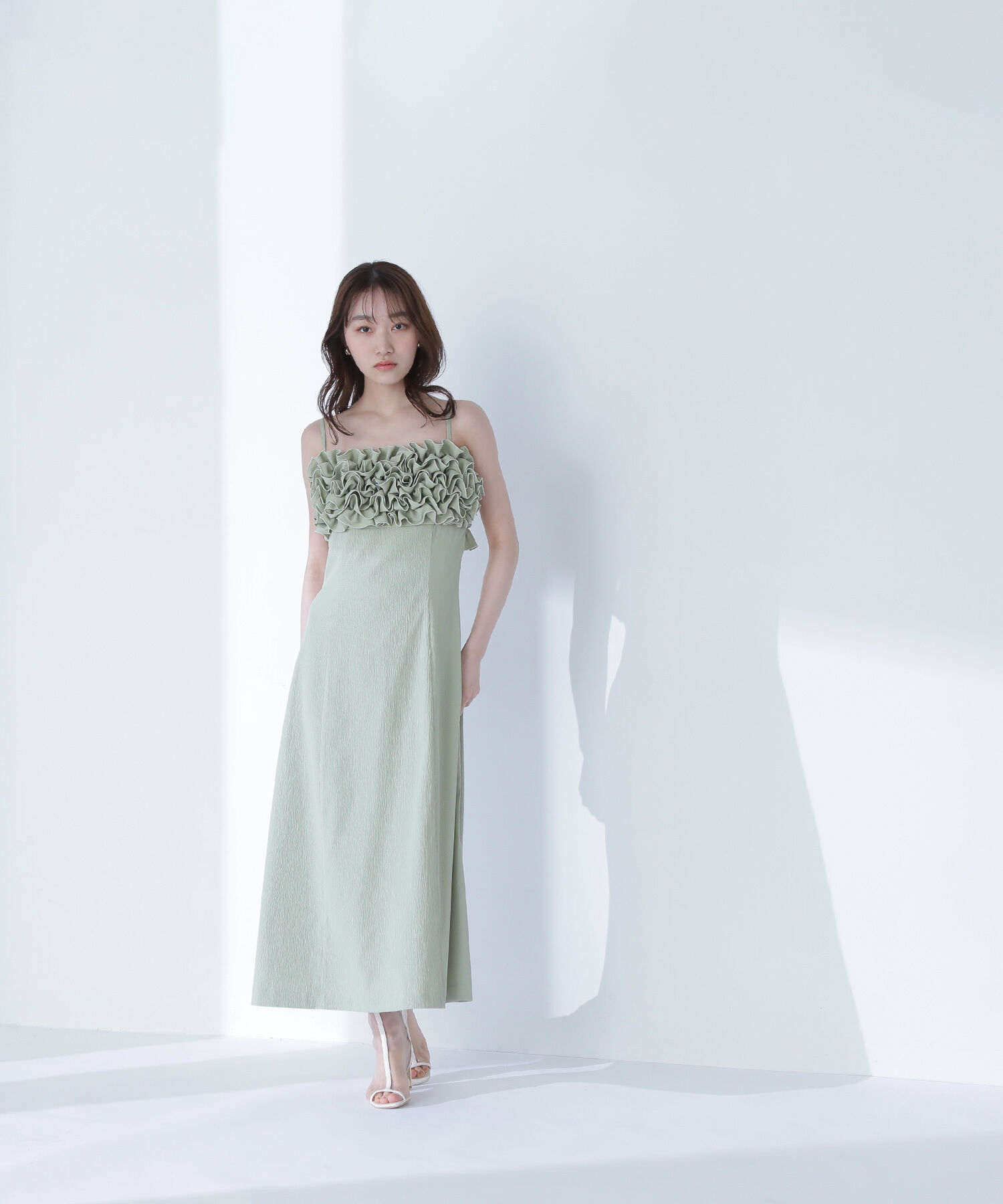  「フロントフリルキャミワンピース」|ワンピース|