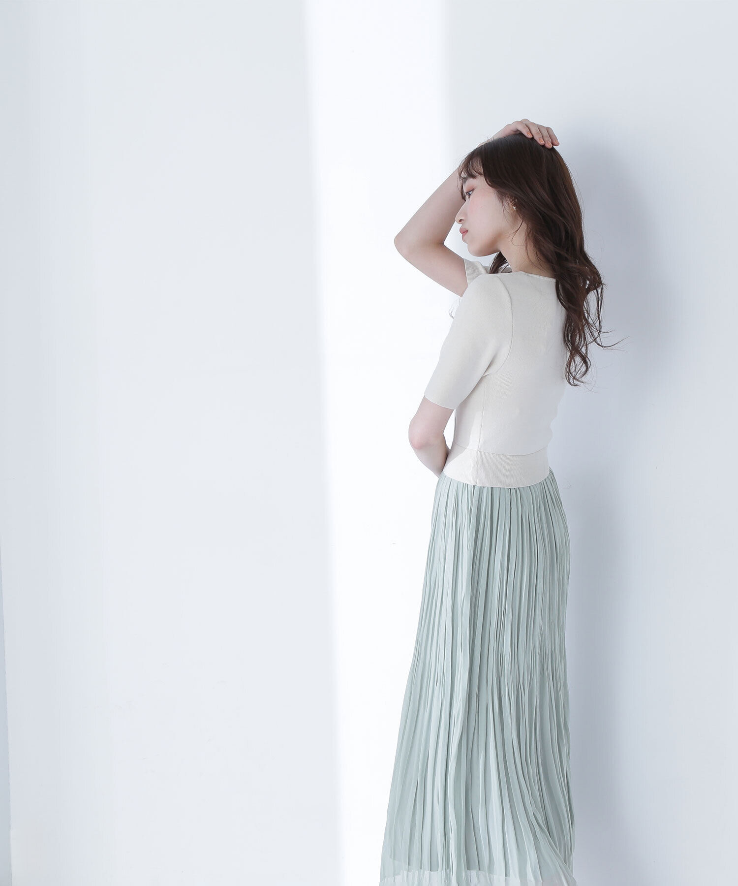  「コルセットライクドッキングニットワンピース」|ワンピース|