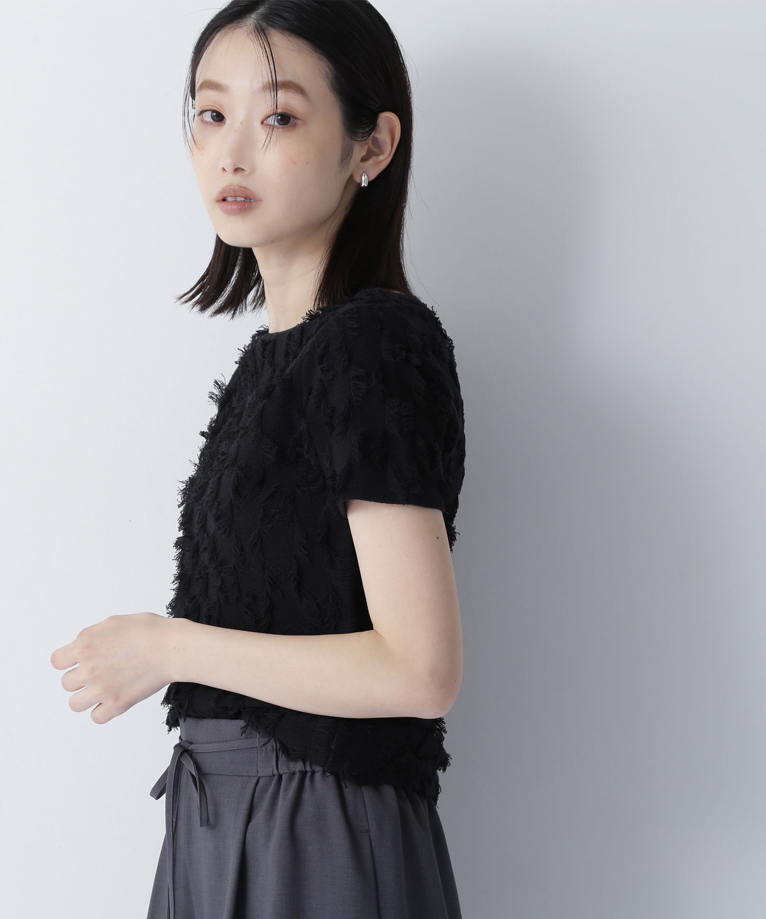  「フリンジコンパクトニット」|ニット・セーター|クロ