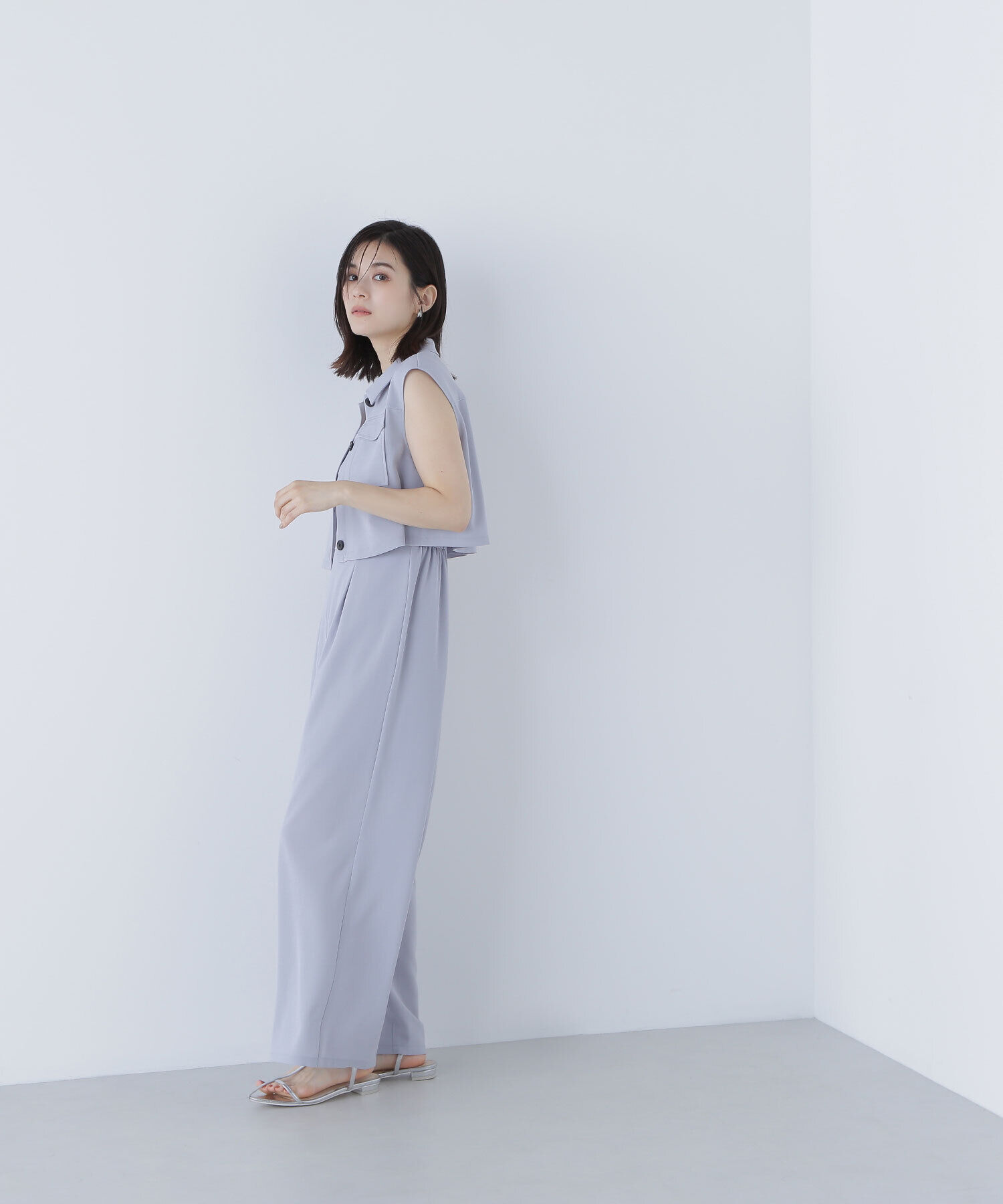  「クロップドポケットシャツ＆オールインワン」|ワンピース|