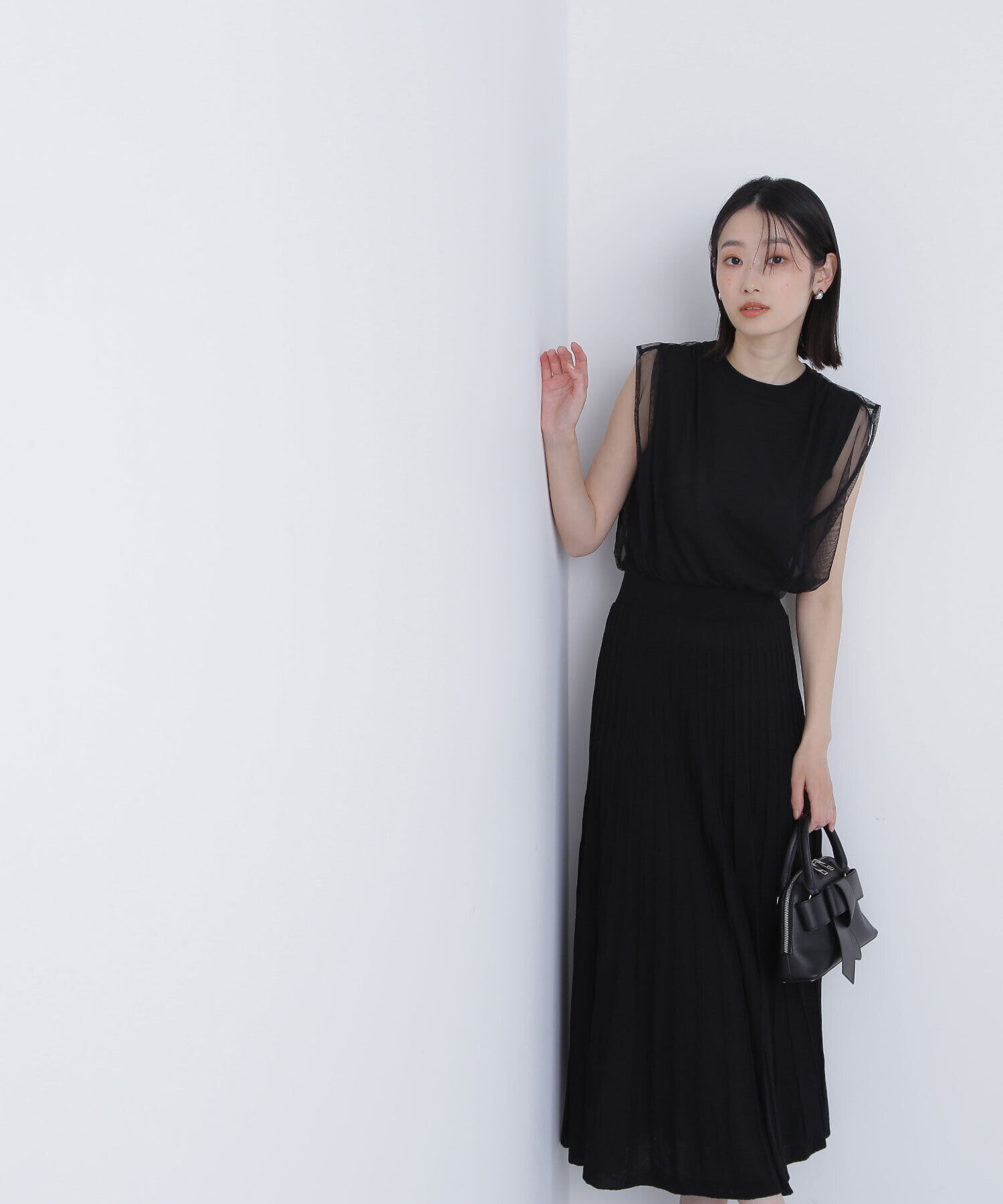  「チュールドッキングニットワンピース」|ワンピース|