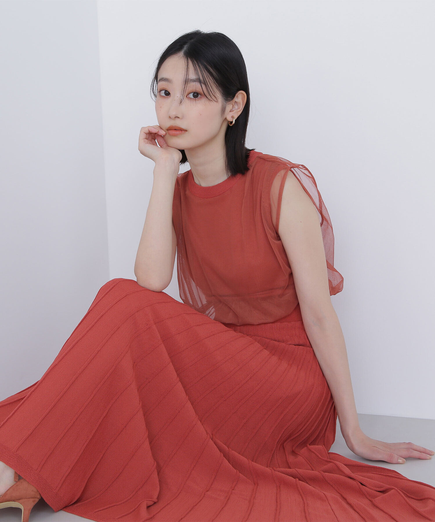  「チュールドッキングニットワンピース」|ワンピース|