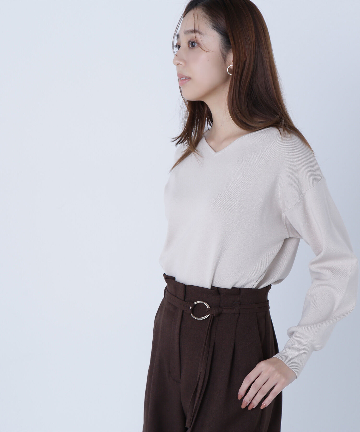  「総針ベーシックシリーズ ニュアンスVネックニット」|ニット・セーター|