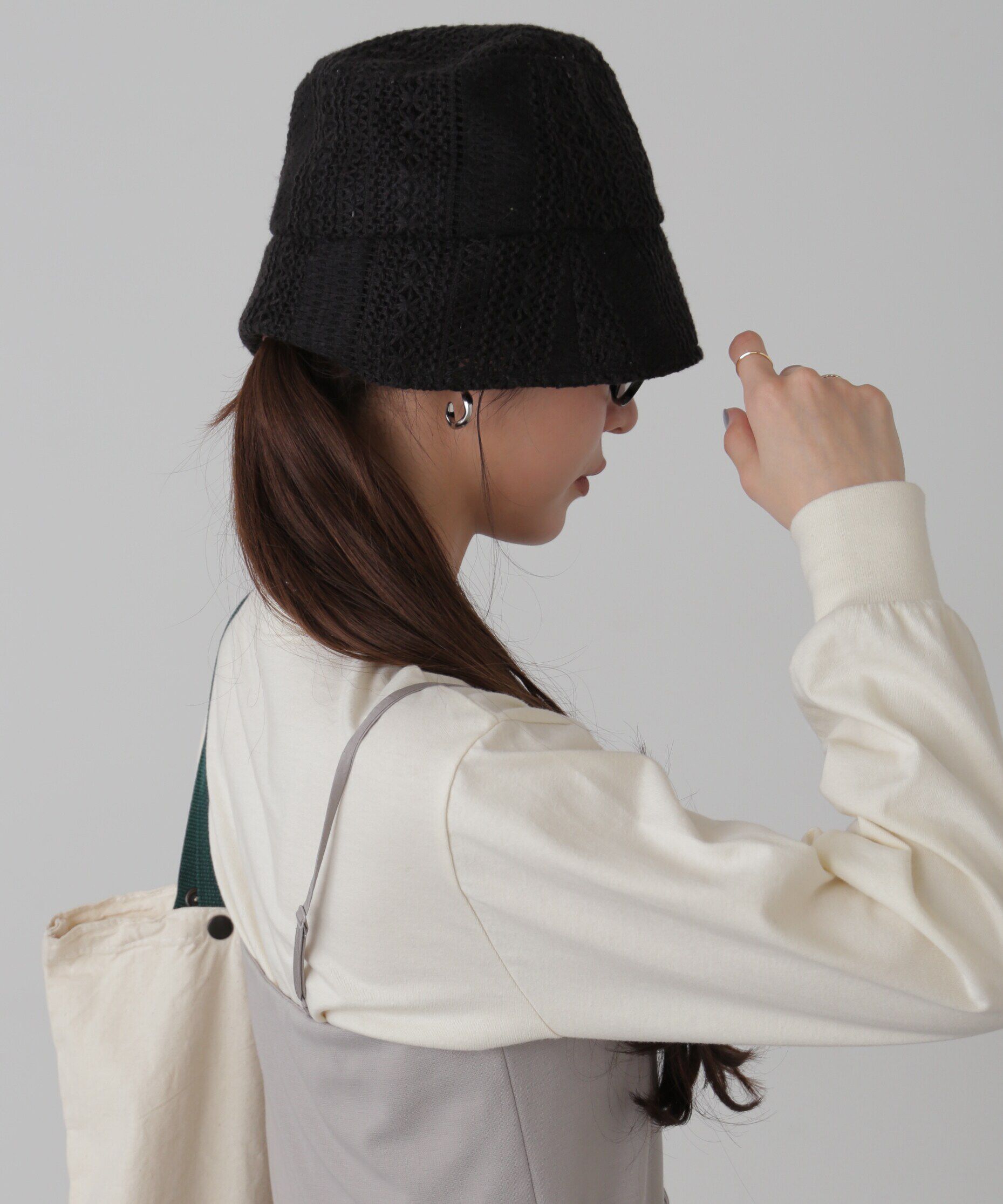  「レースダウンハット」|ソックス|ブラック