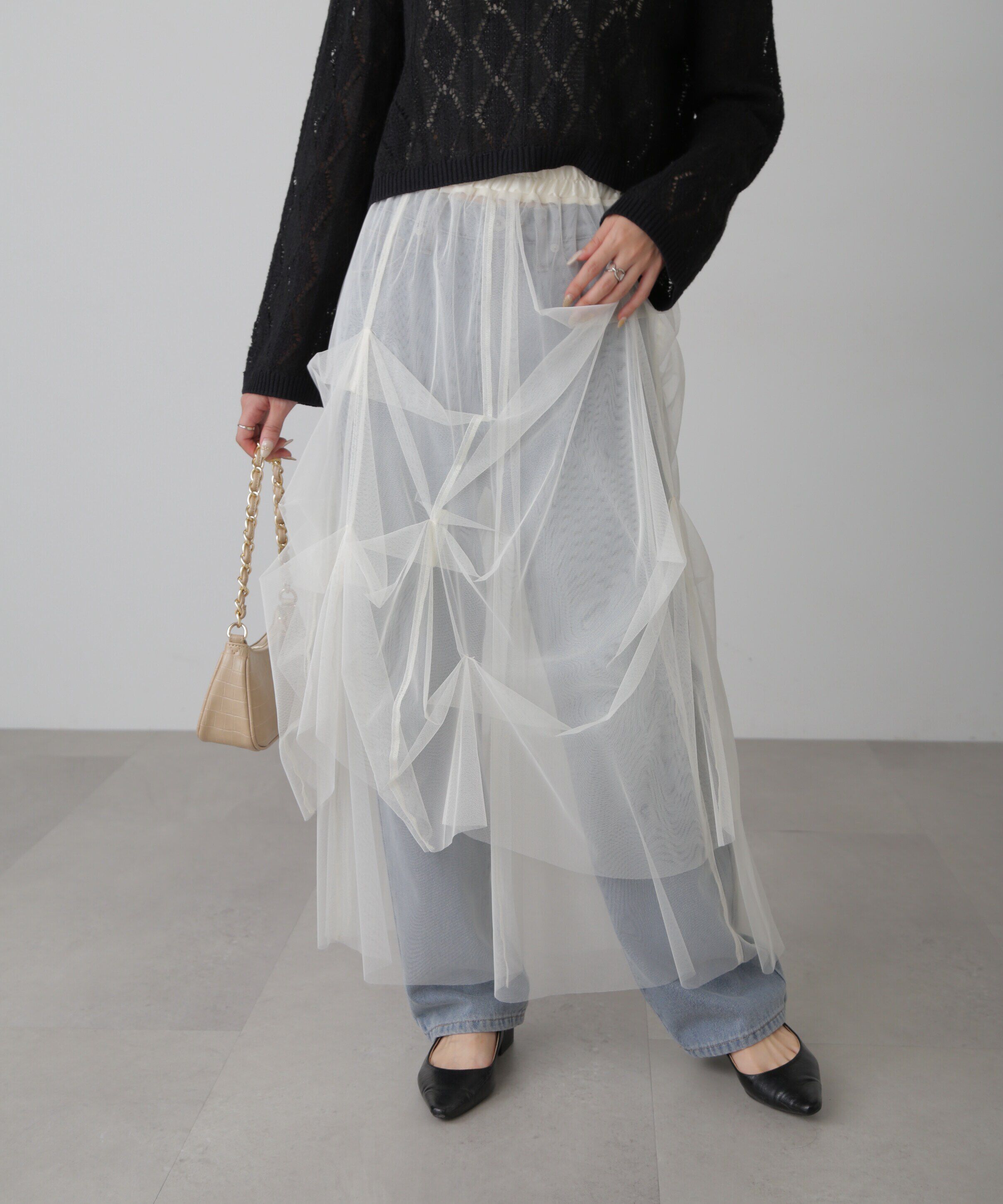  「チュールイレギュラータックスカート」|スカート|