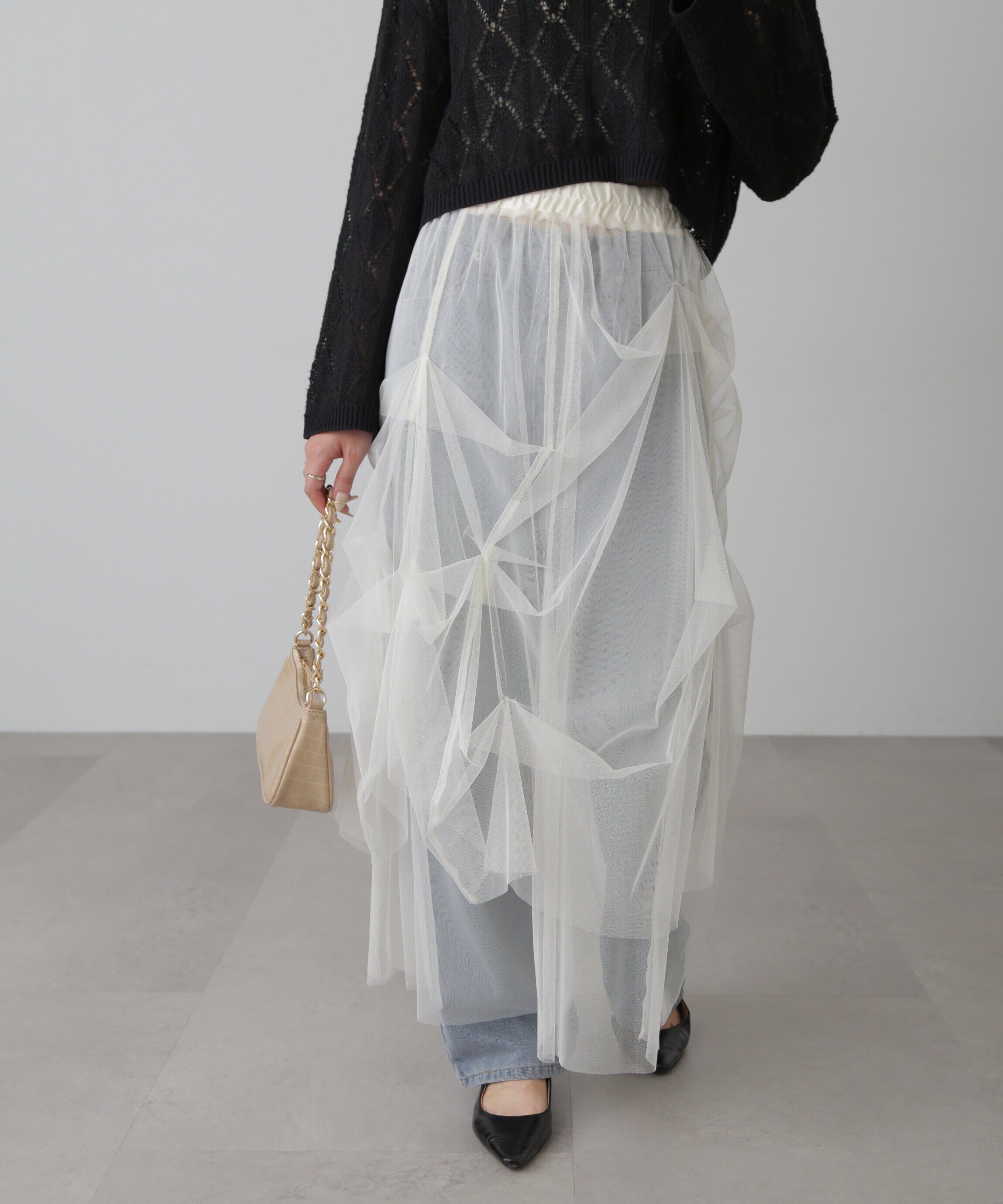  「チュールイレギュラータックスカート」|スカート|