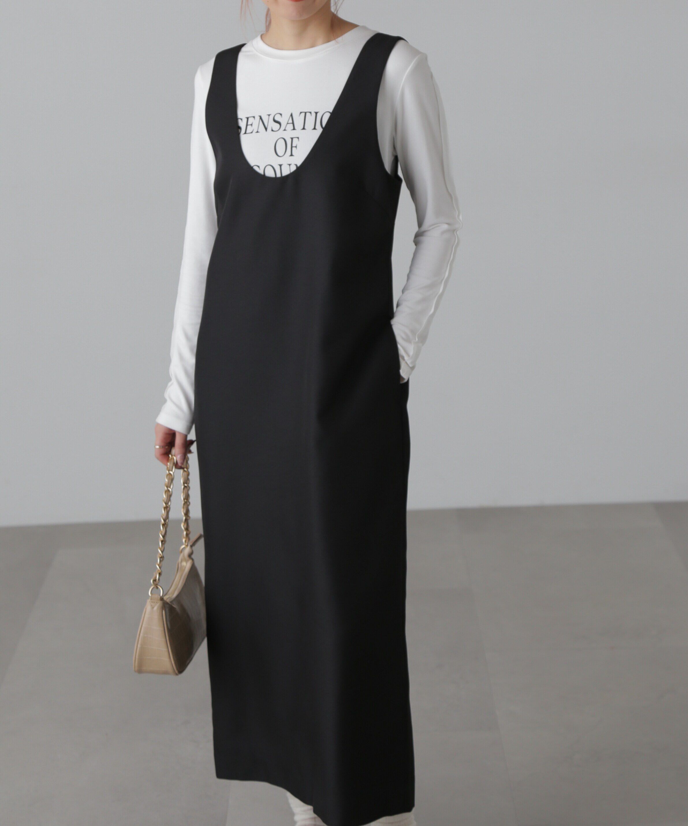  「深Uネックジャンスカ」|ワンピース|ブラック