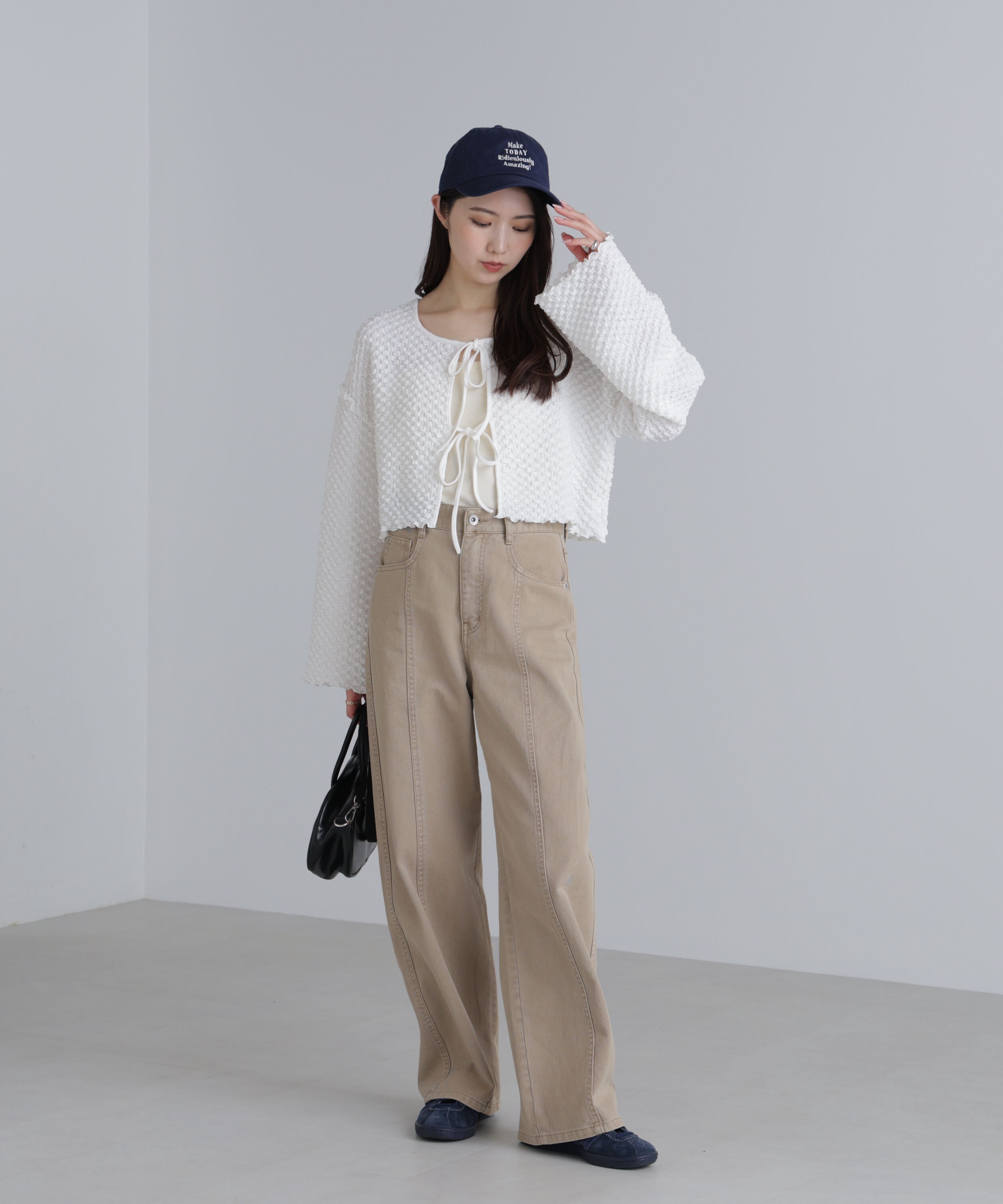  「前後２ＷＡＹぽこぽこリボンカーディガン」|Tシャツ・カットソー|