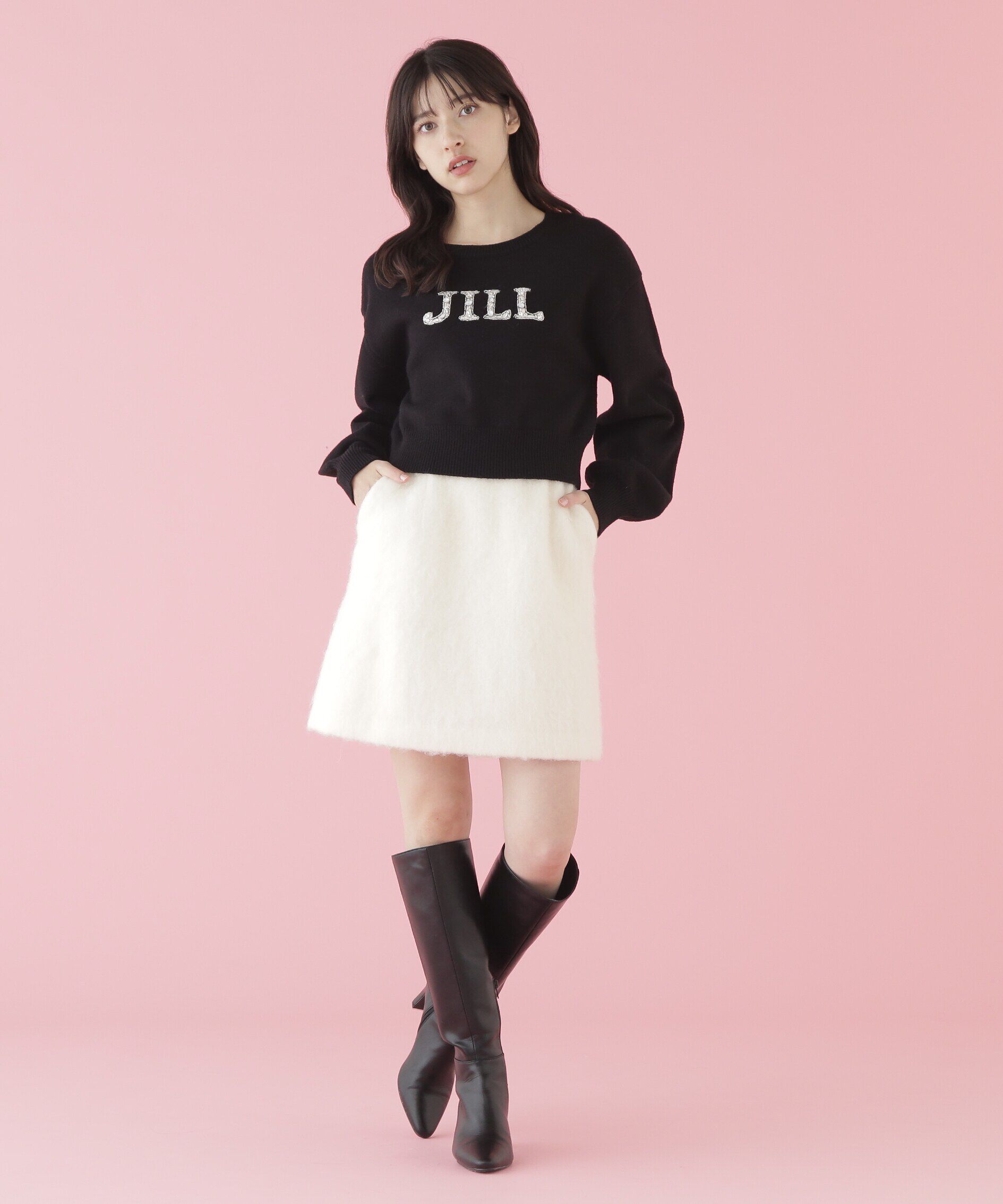  「クリスタルビジューロゴニット」|ニット・セーター|