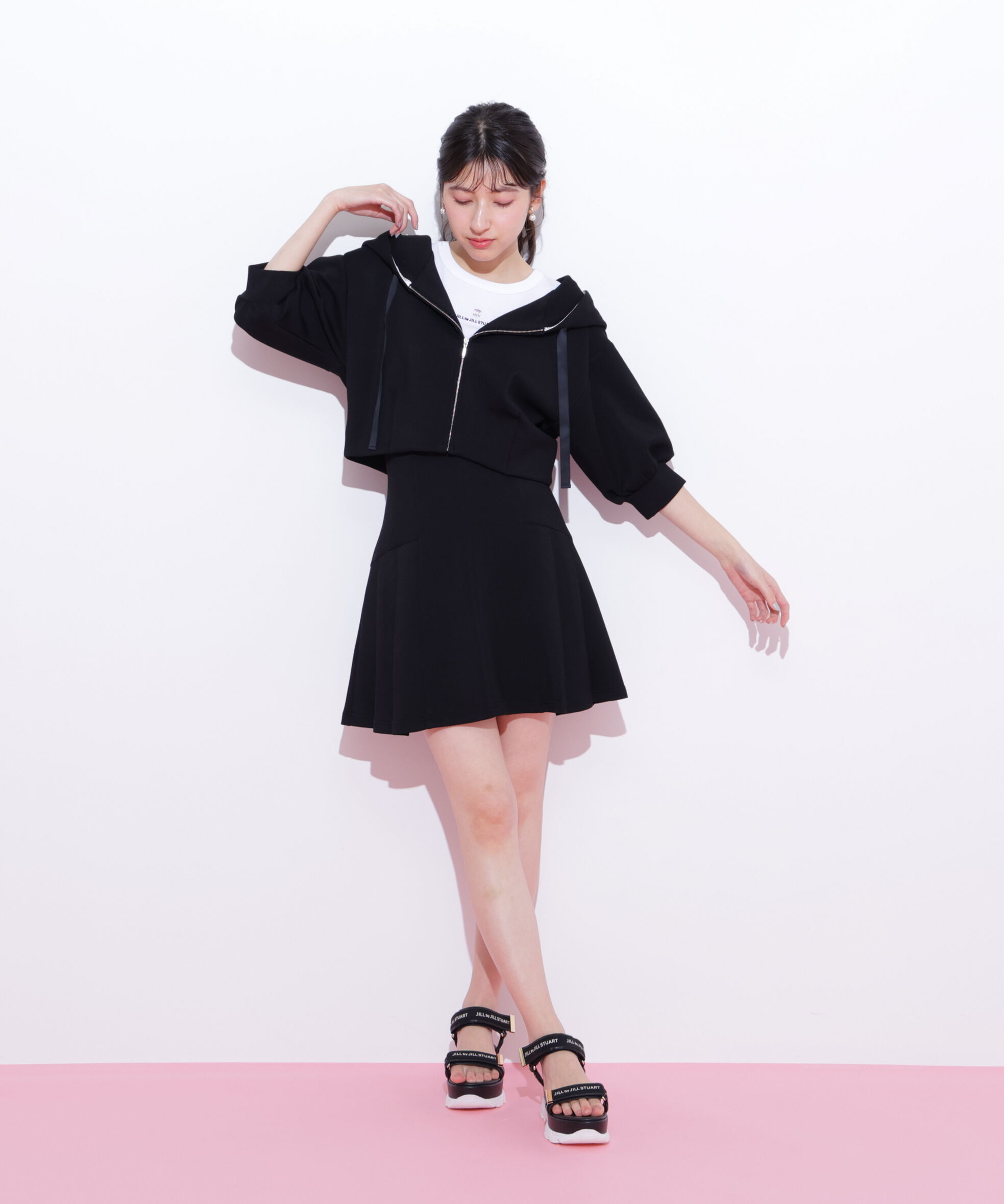  「5分袖ダイバーセットアップパーカー」|Tシャツ・カットソー|