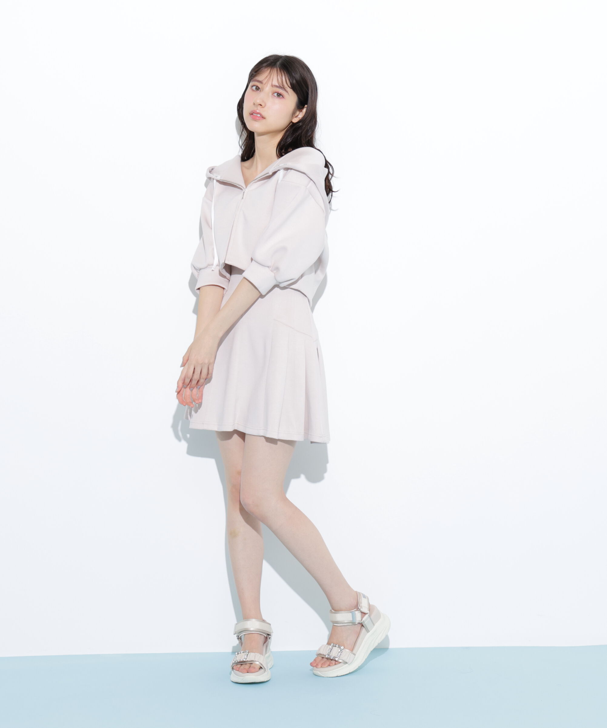  「5分袖ダイバーセットアップパーカー」|Tシャツ・カットソー|