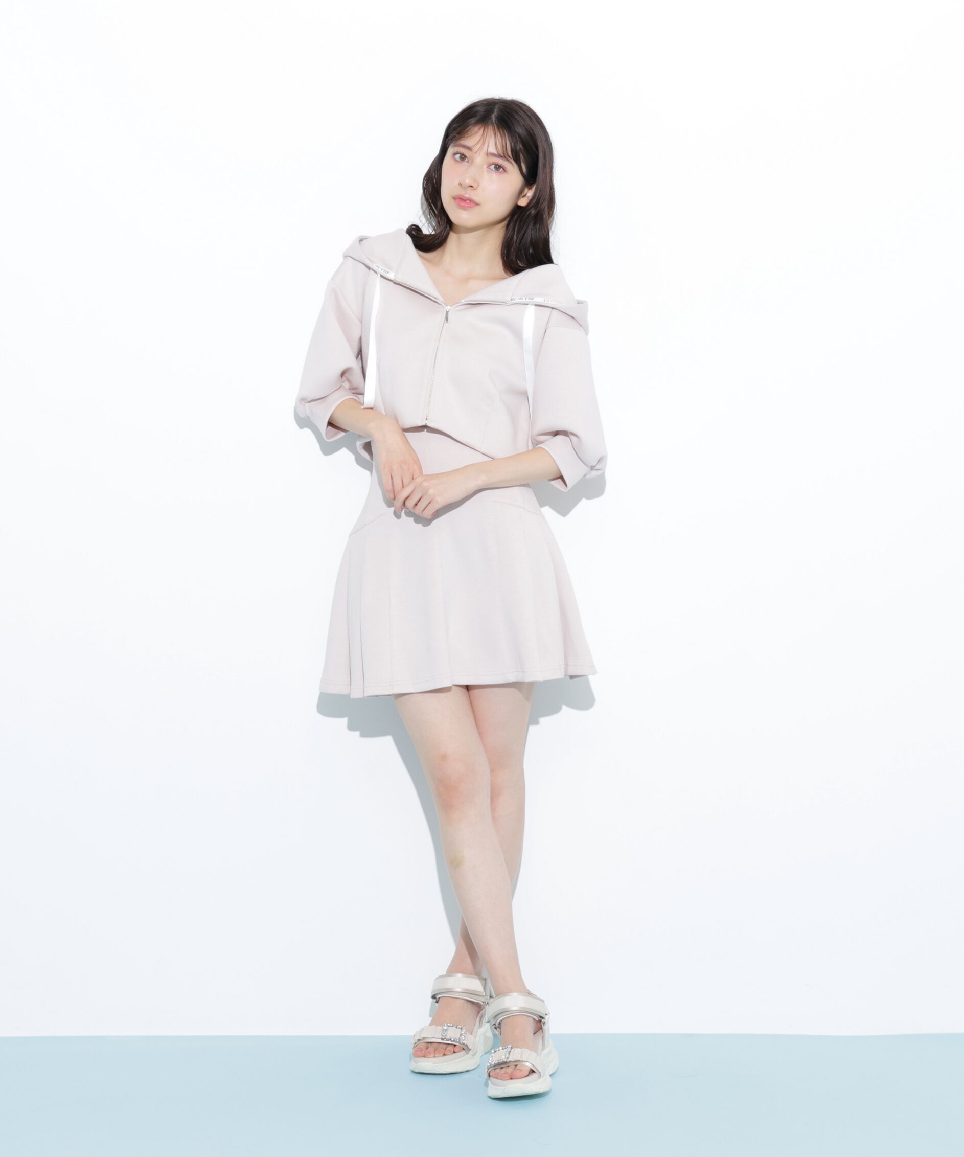  「5分袖ダイバーセットアップパーカー」|Tシャツ・カットソー|