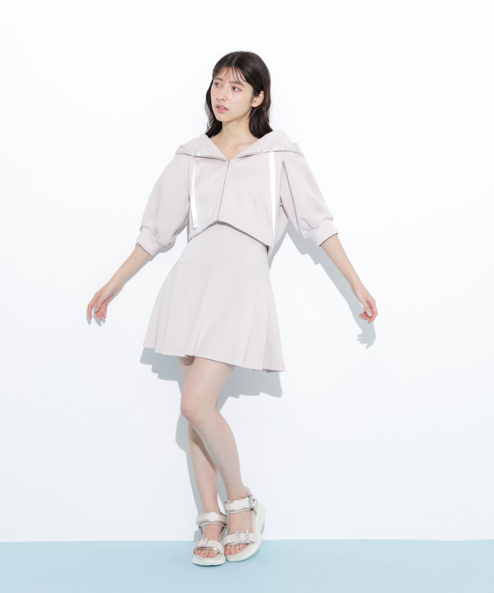  「5分袖ダイバーセットアップパーカー」|Tシャツ・カットソー|