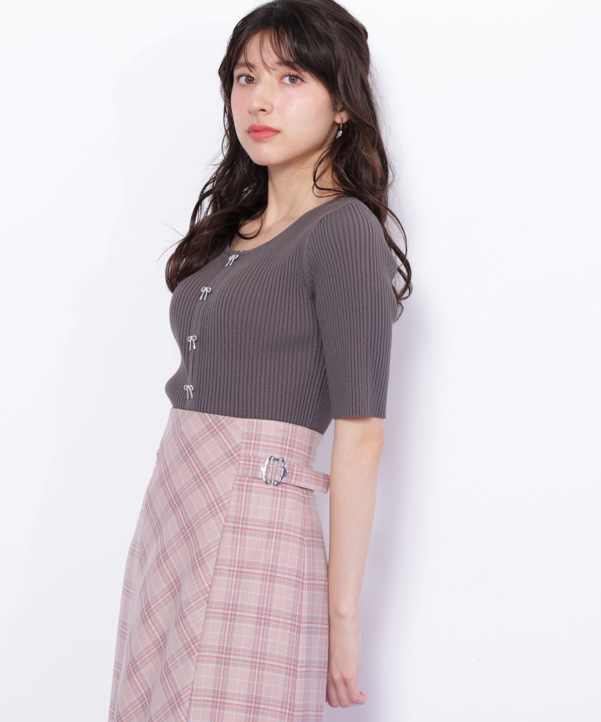  「リボンビジューリブニット」|ニット・セーター|