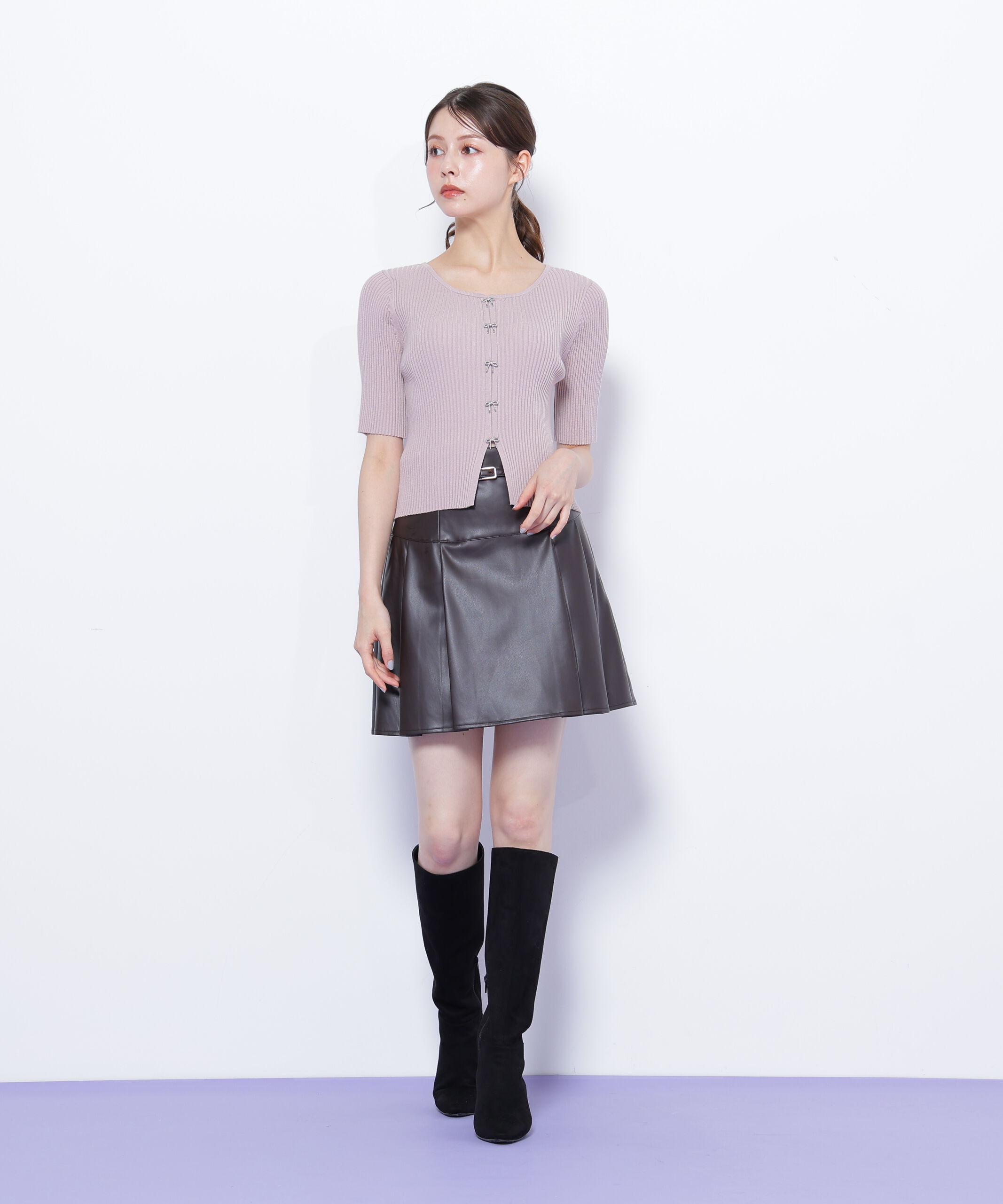  「リボンビジューリブニット」|ニット・セーター|