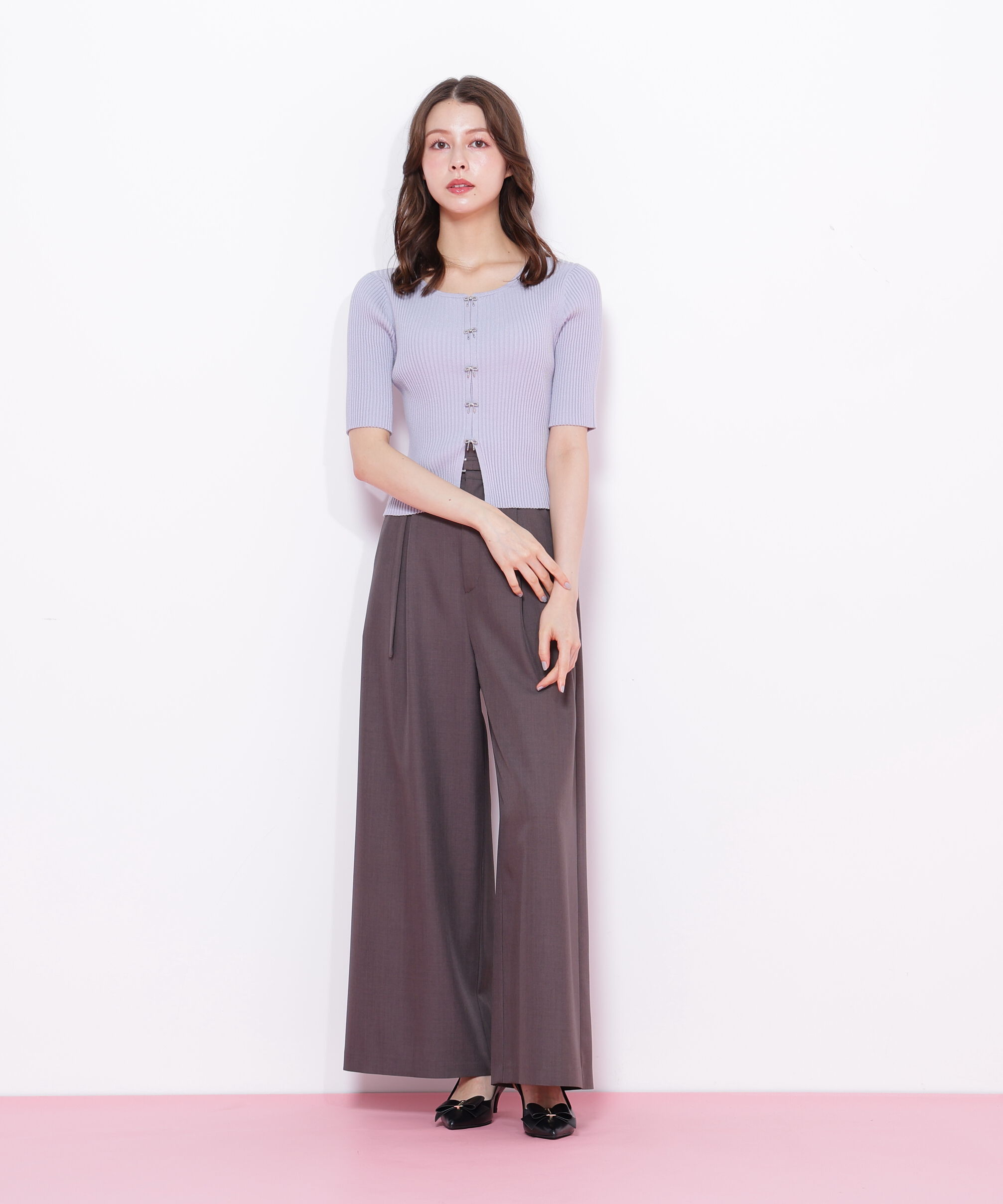  「リボンビジューリブニット」|ニット・セーター|