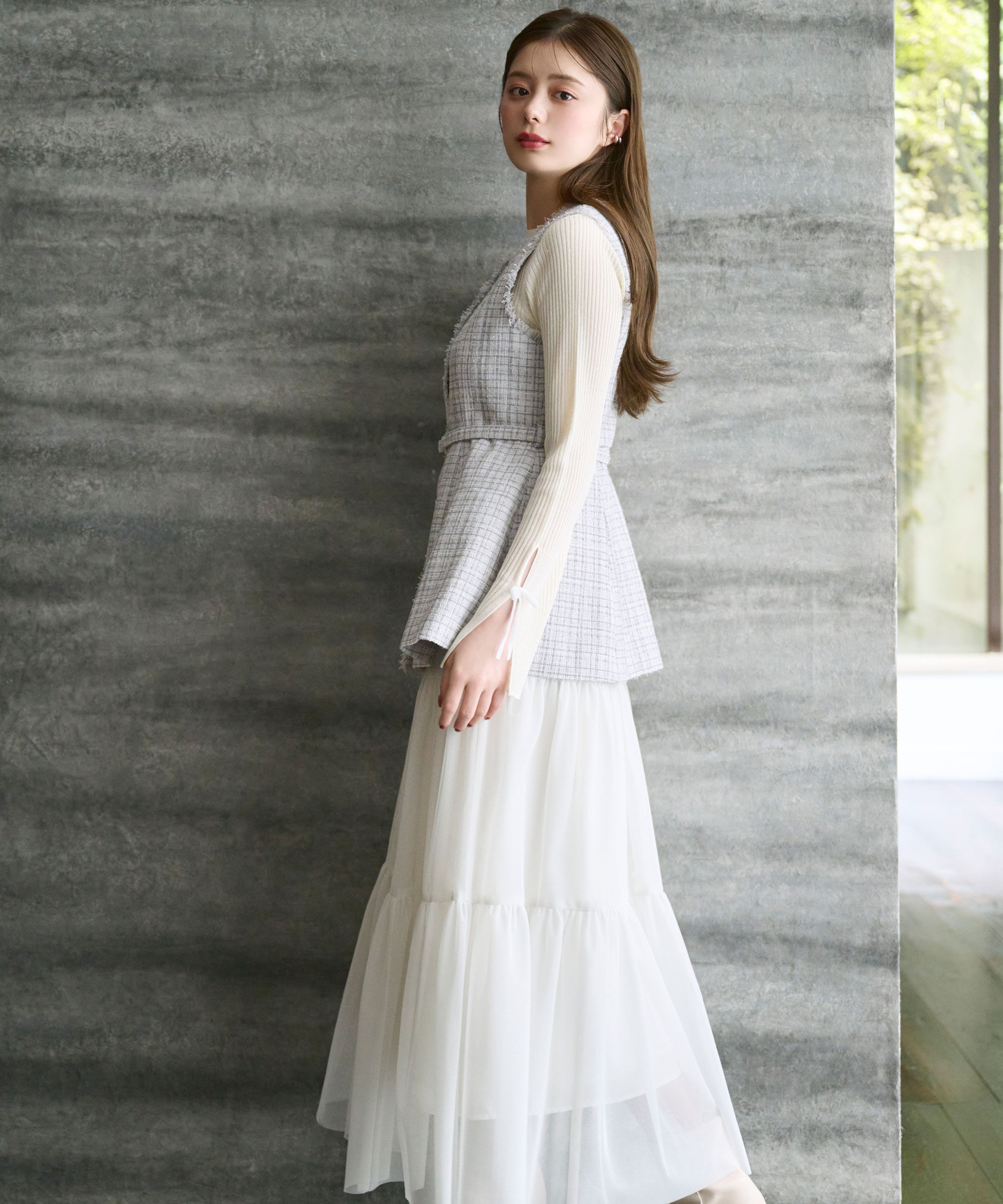  「ラメチュールティアードスカート」|スカート|ホワイト