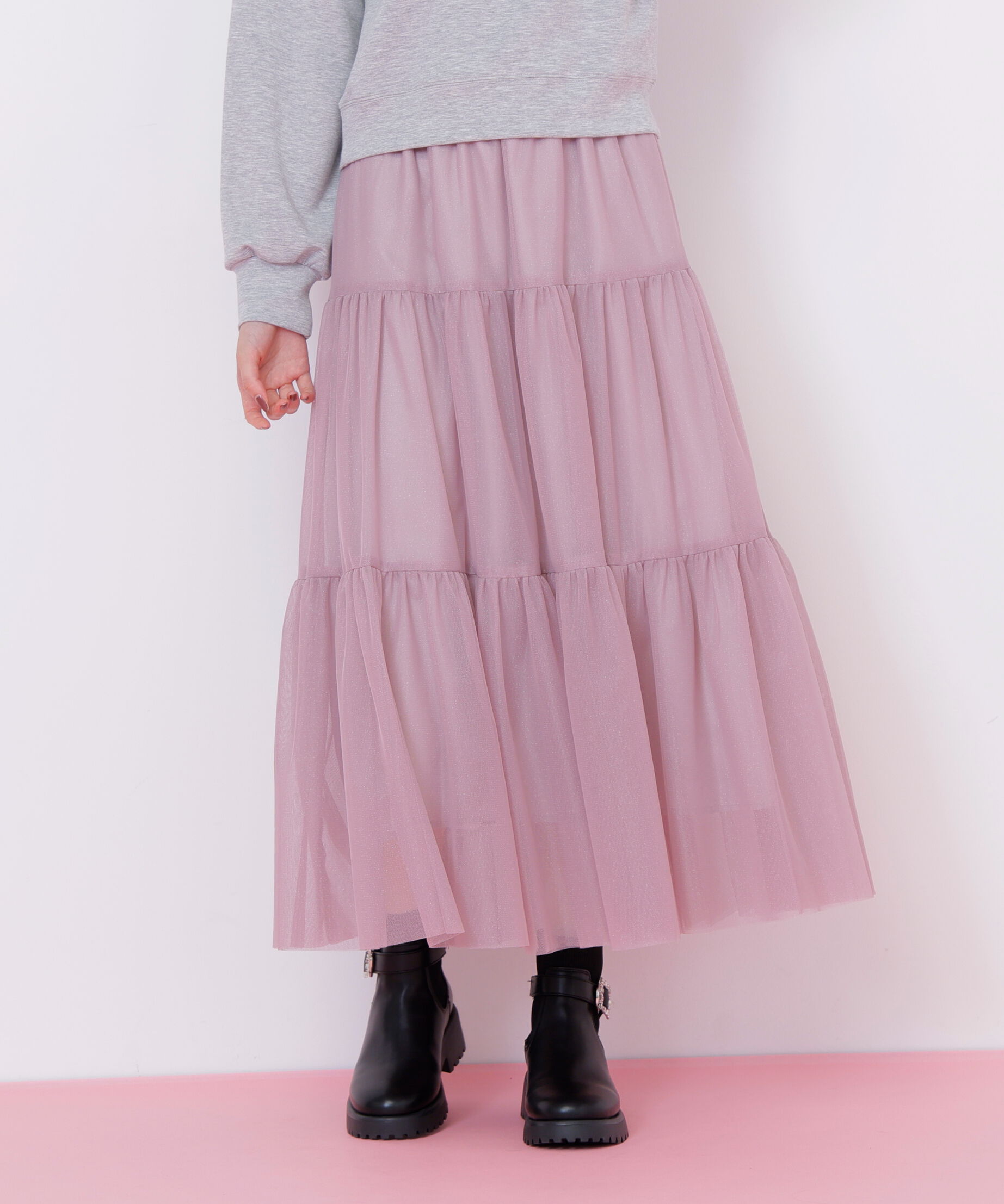  「ラメチュールティアードスカート」|スカート|