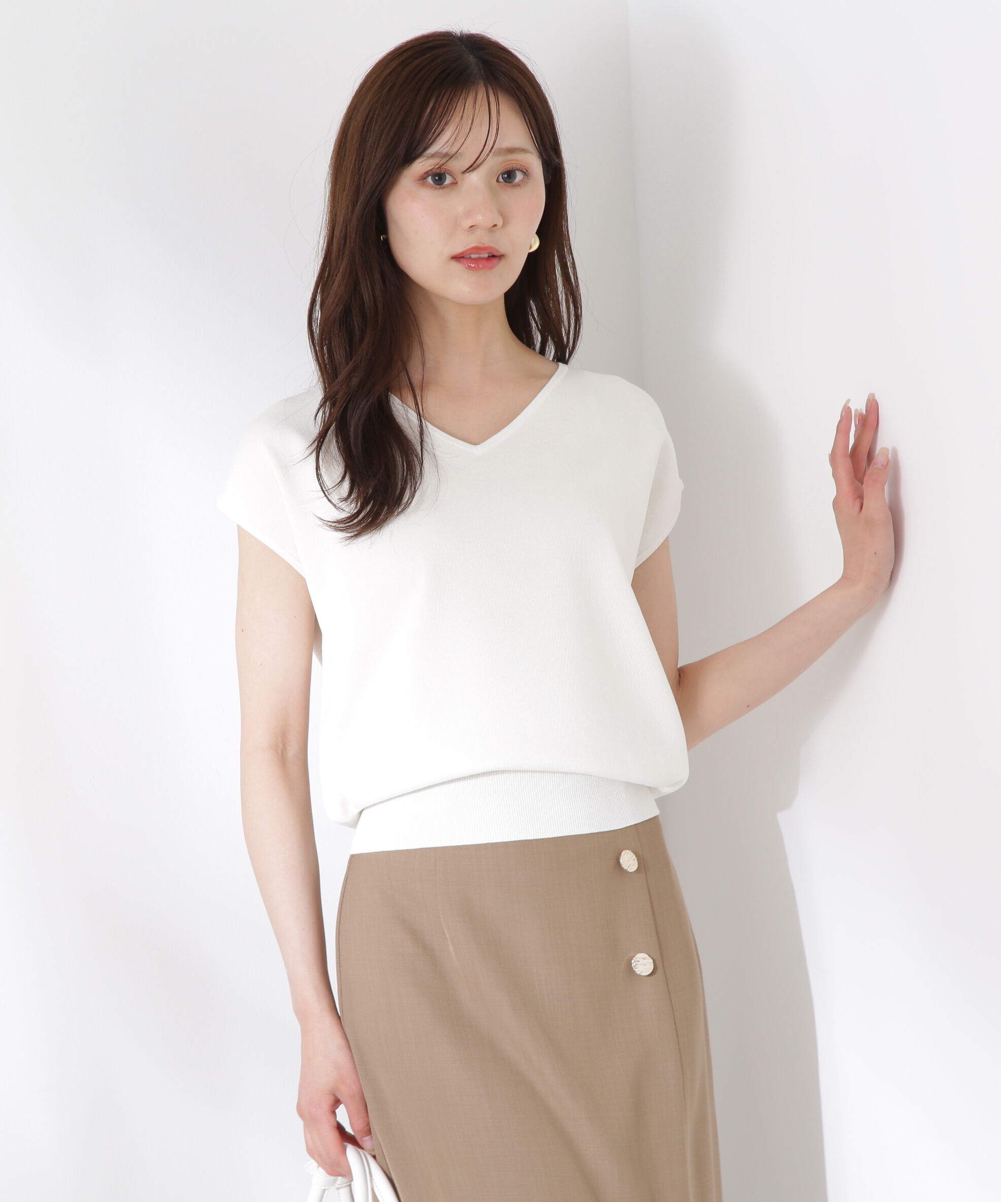 PROPORTION BODY DRESSING「Vネック総針ニット」|ニット・セーター|