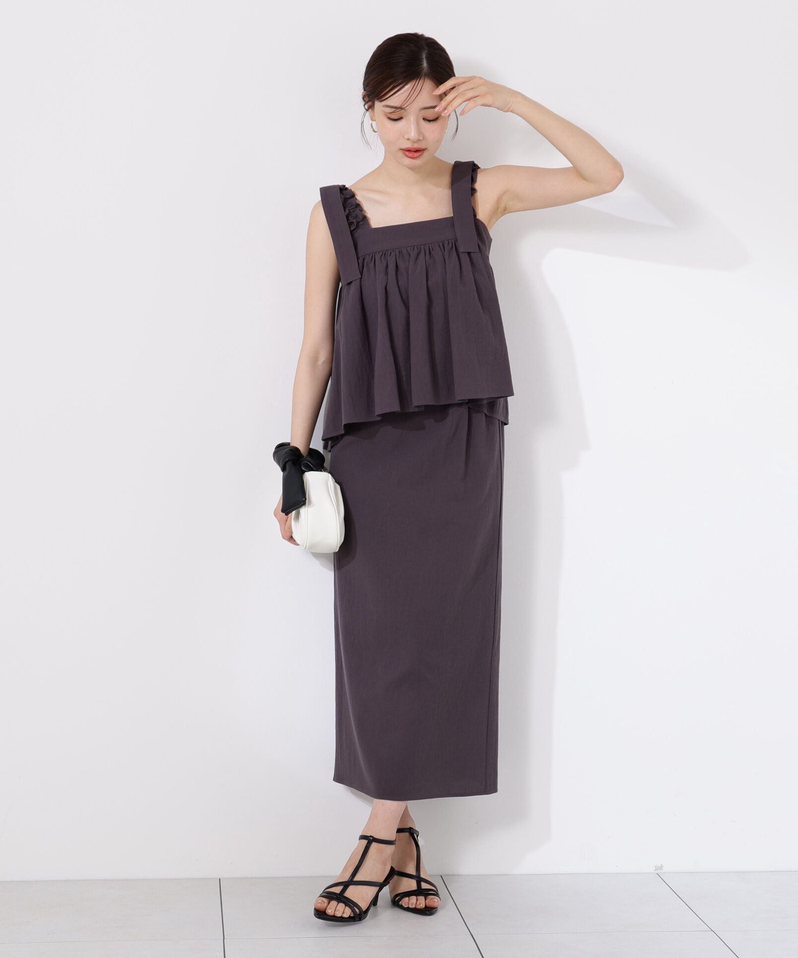 PROPORTION BODY DRESSING「《EDIT COLOGNE》リボンキャミセットアップ」|ワンピース|チャコール2