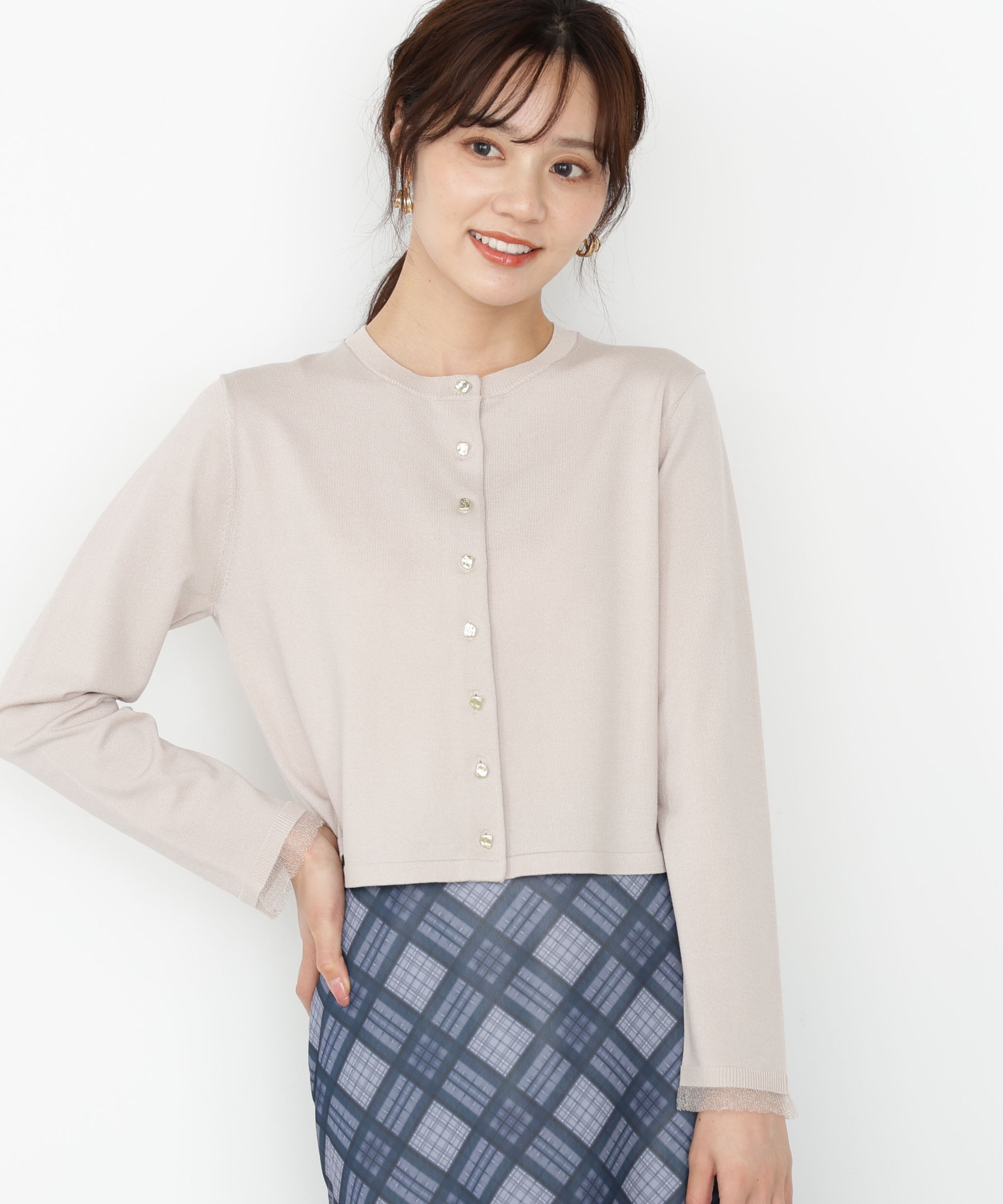 PROPORTION BODY DRESSING「＜ハンドウォッシャブル＞ゴールド釦カーディガン 25AW」|カーディガン|グレージュ