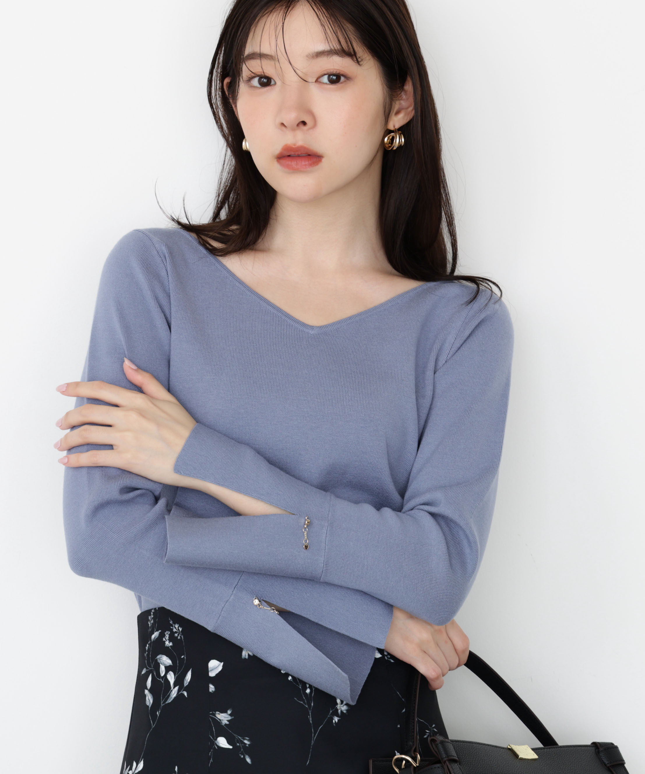 PROPORTION BODY DRESSING「チャームスリーブニット 25AW」|ニット・セーター|ブルー