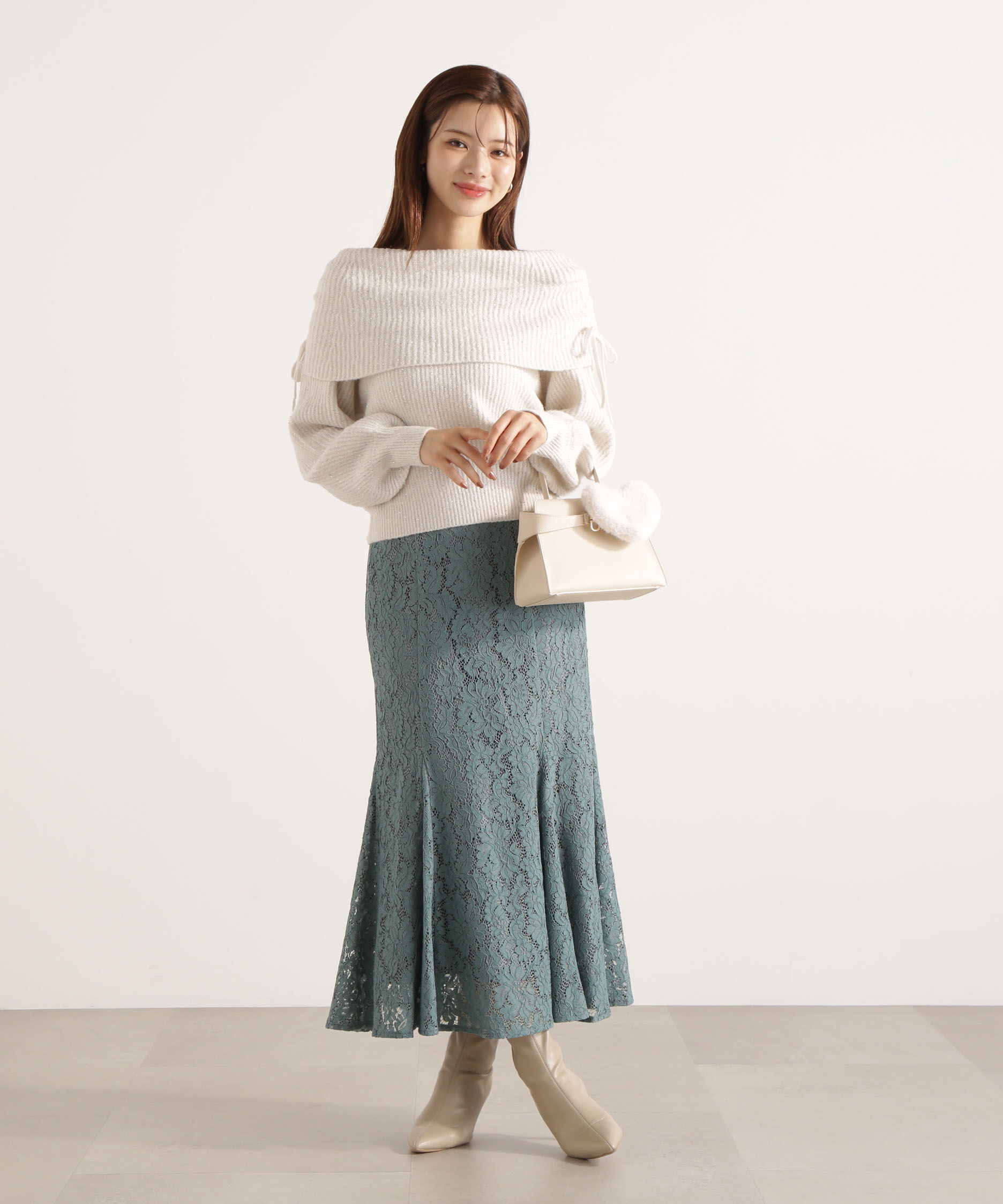 PROPORTION BODY DRESSING「リボン付きオフショルニット 25AW」|ニット・セーター|