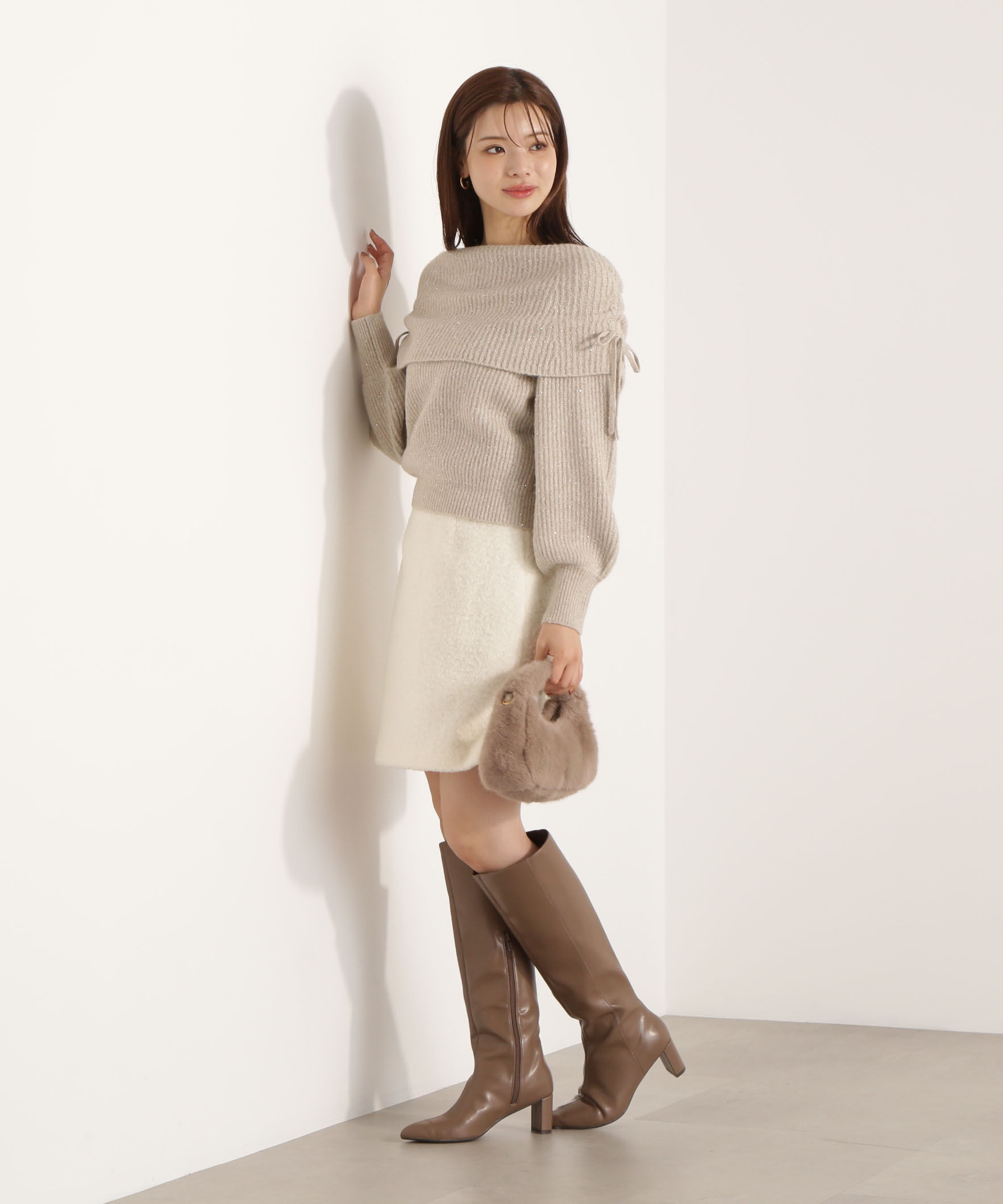 PROPORTION BODY DRESSING「リボン付きオフショルニット 25AW」|ニット・セーター|