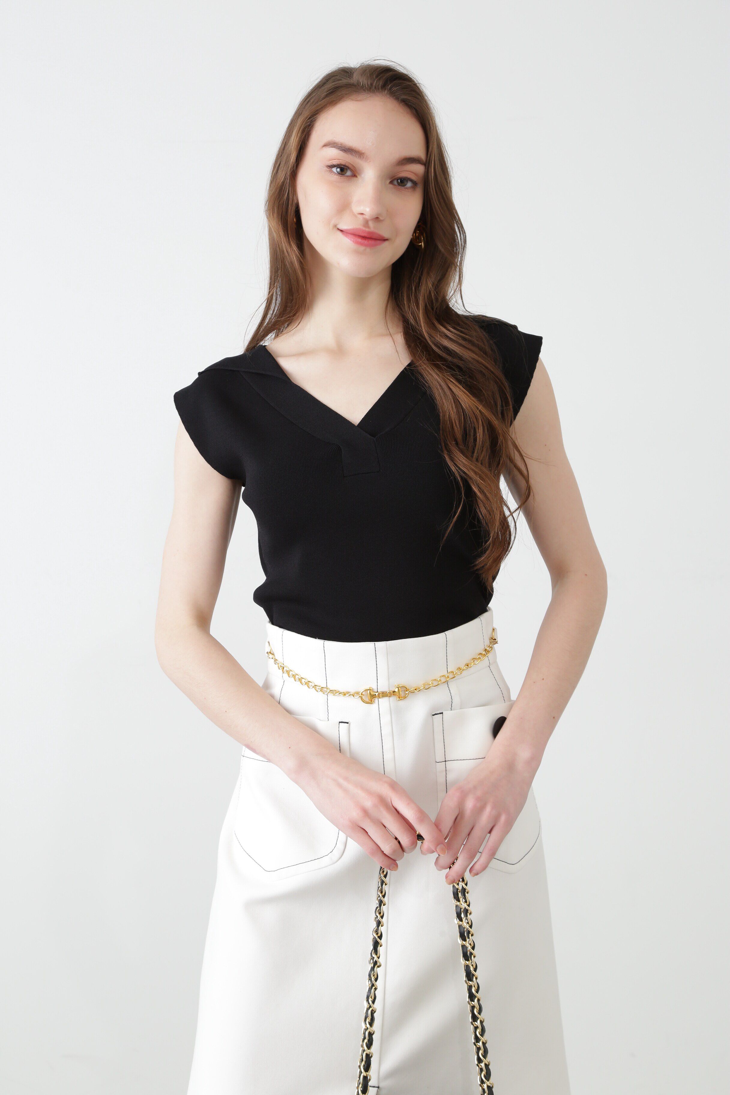  「◆Ｖネックニットアッププルオーバー」|ニット・セーター|