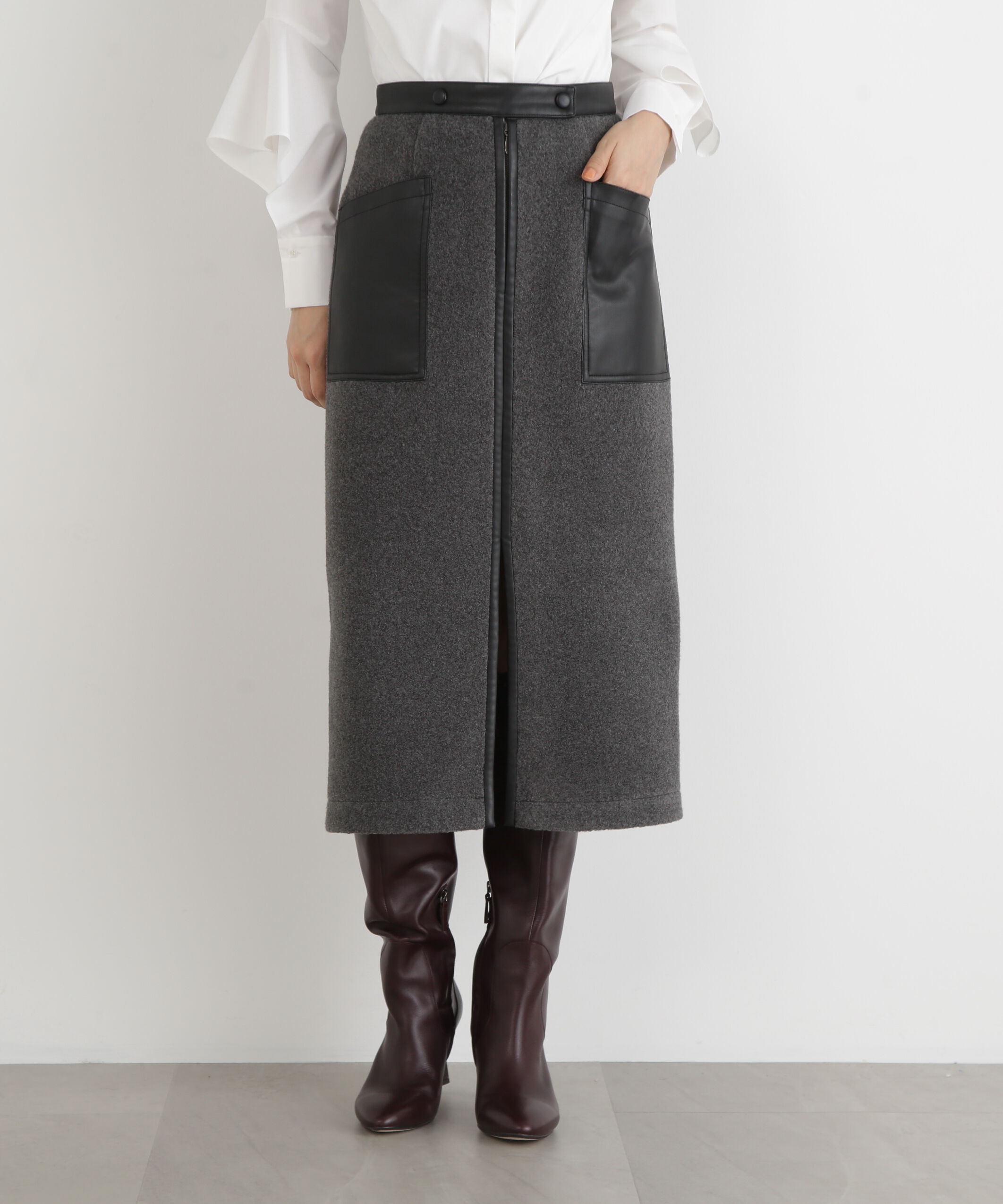  「◆ウールレットジップスカート」|スカート|ミディアムグ