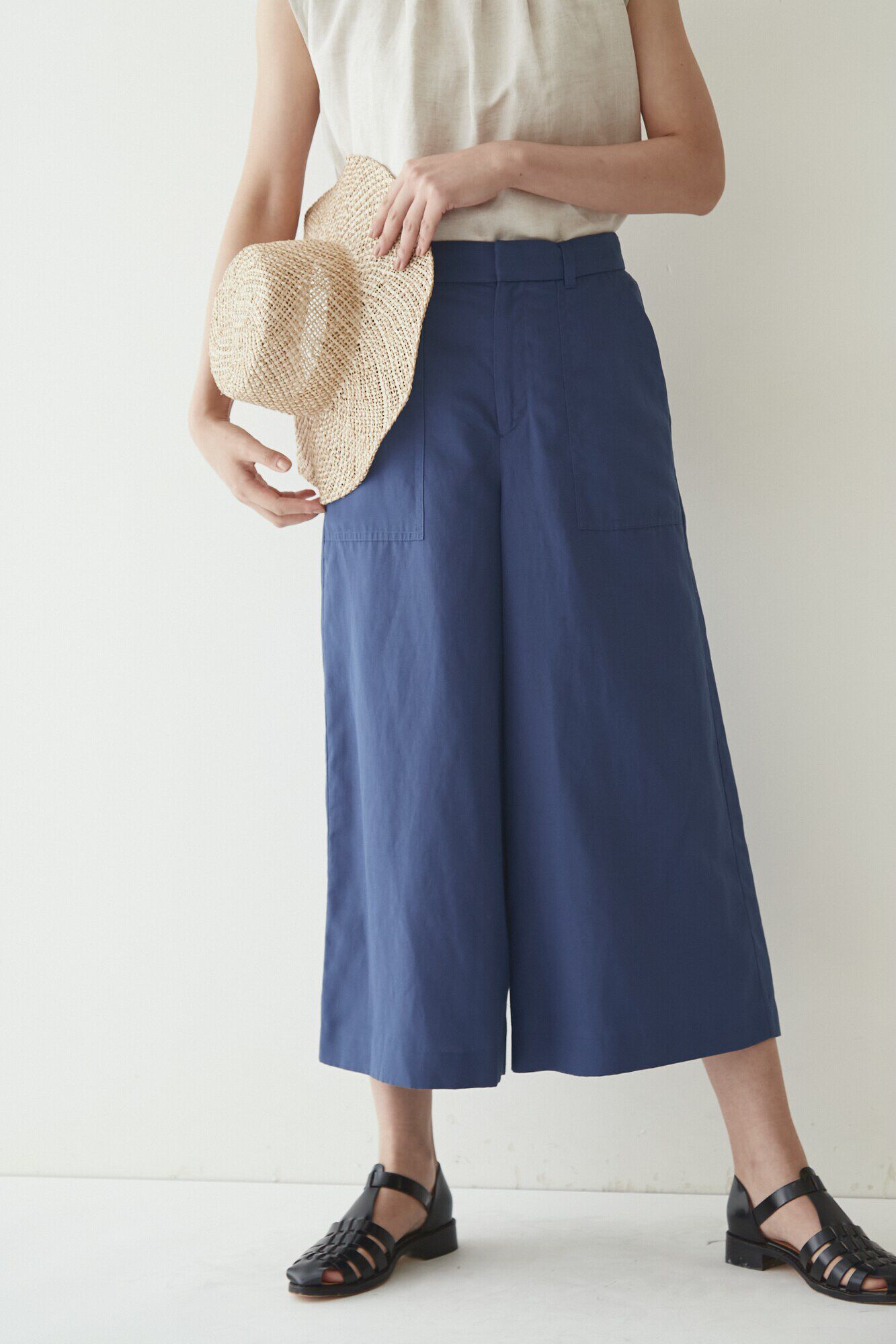  「ベイカー風セミワイドパンツ」|その他|ブルー