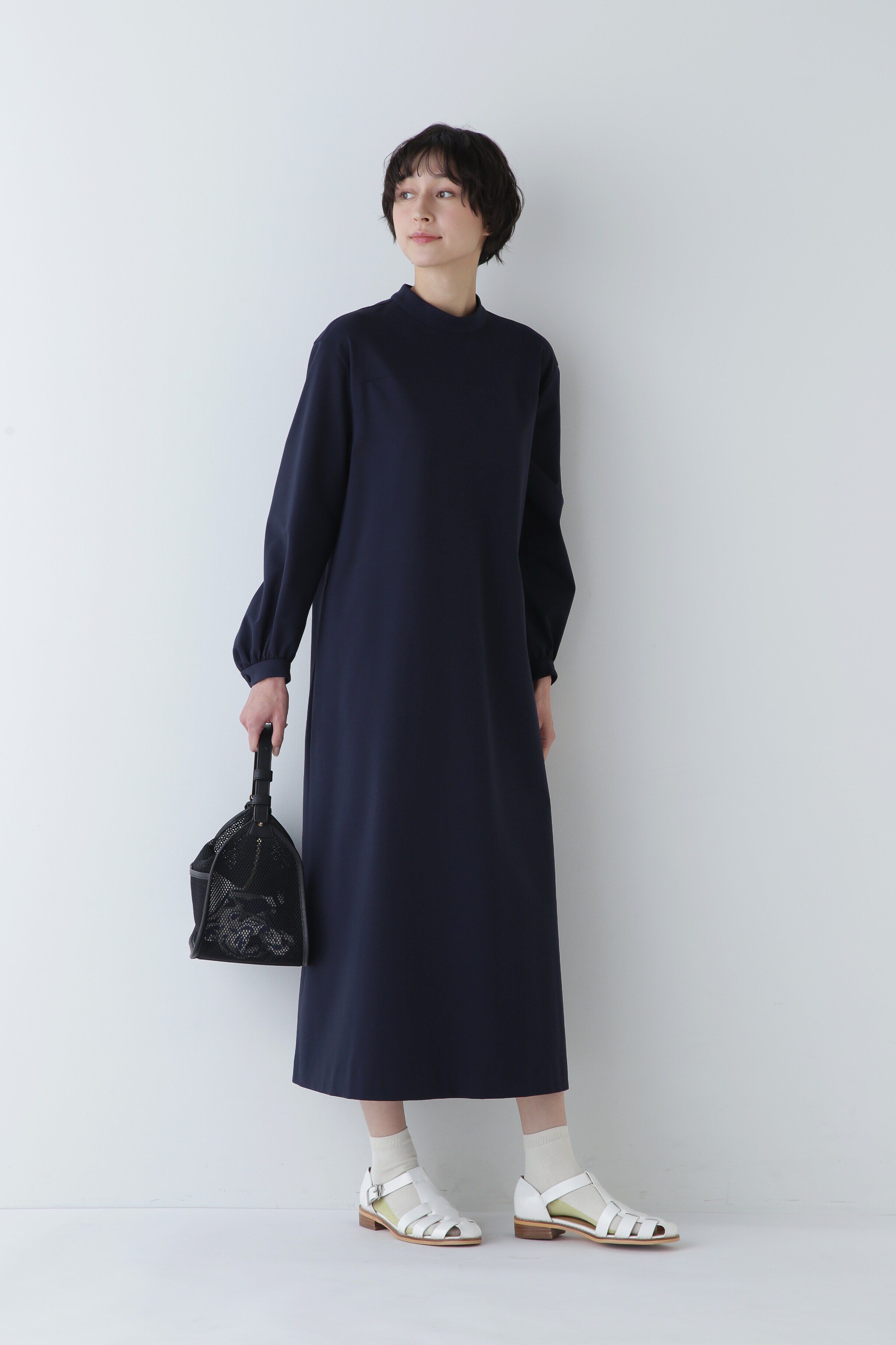  「ストレッチポンチモックネックワンピース」|ワンピース|