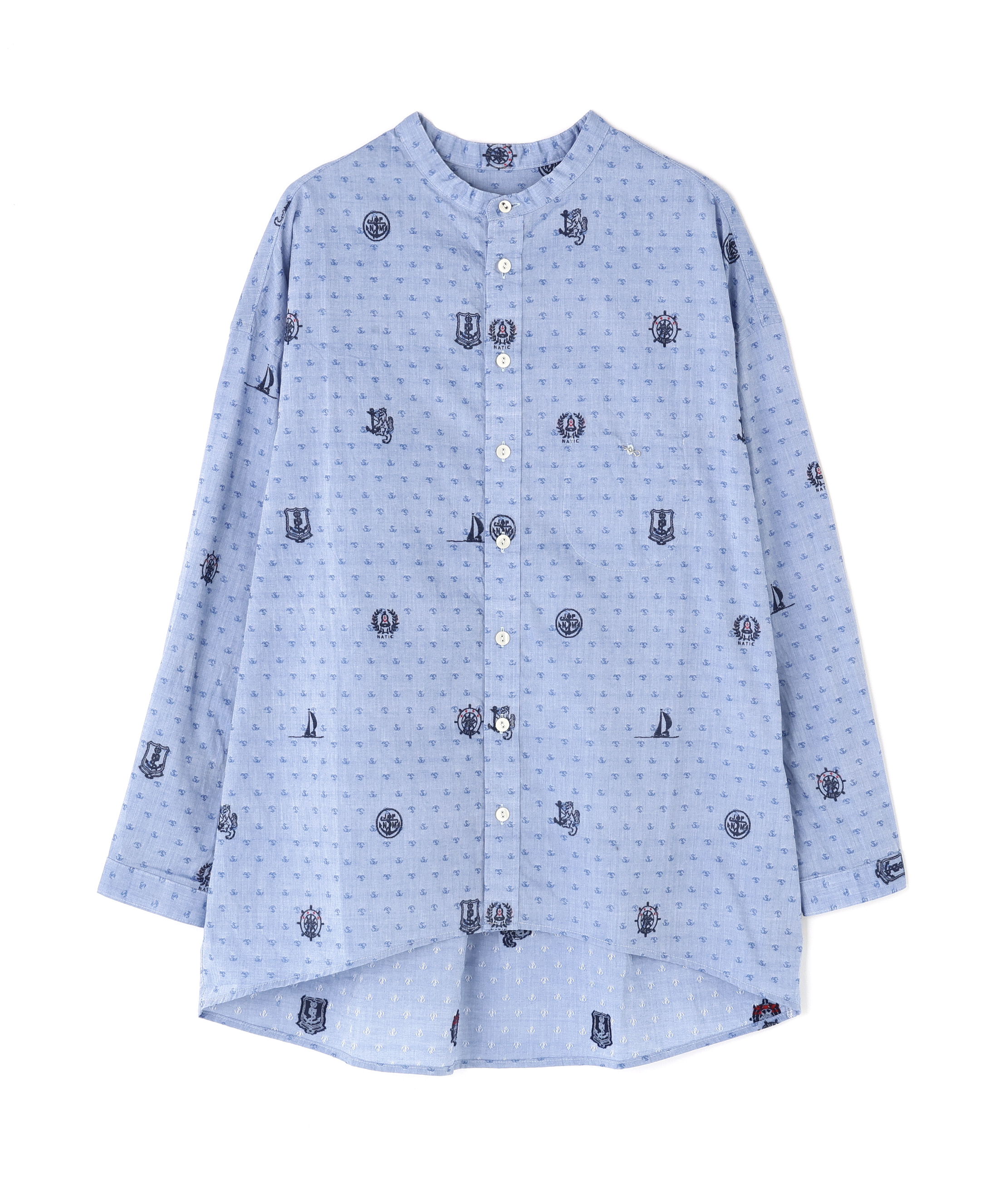  「ＮＡＴＩＣマリンカットジャガードブラウス」|シャツ・ブラウス|ブルー