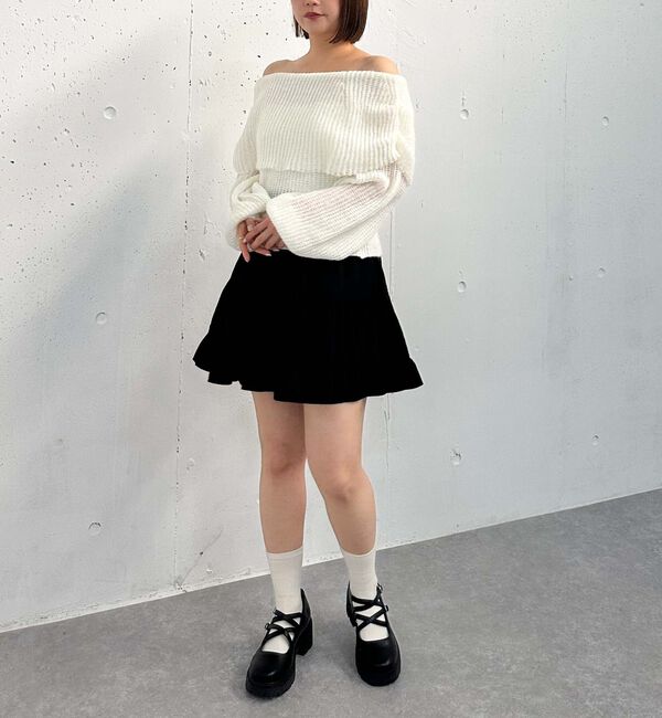 archives「モヘアタッチ透かしオフショルニット」|ニット・セーター|