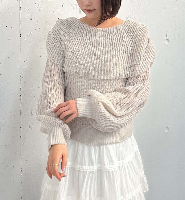 archives「モヘアタッチ透かしオフショルニット」|ニット・セーター|