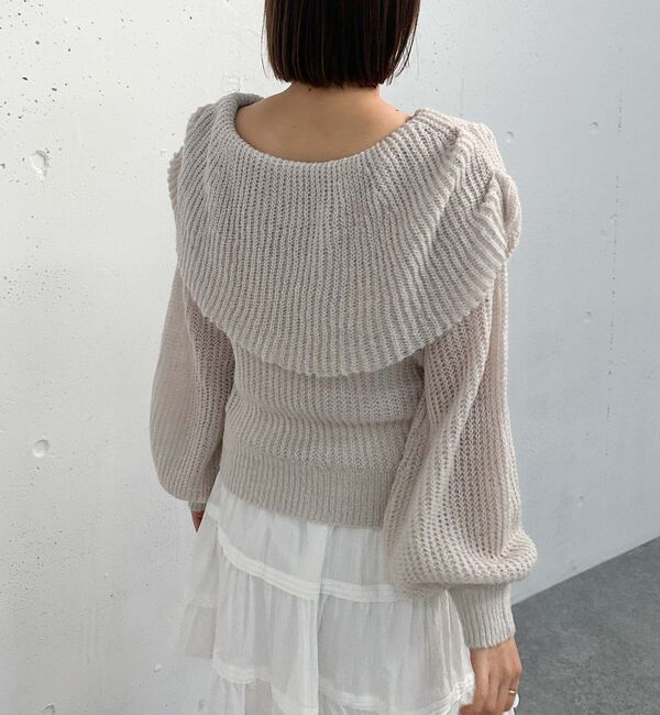 archives「モヘアタッチ透かしオフショルニット」|ニット・セーター|