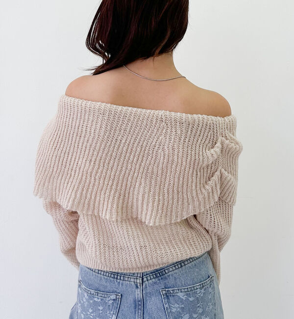 archives「モヘアタッチ透かしオフショルニット」|ニット・セーター|