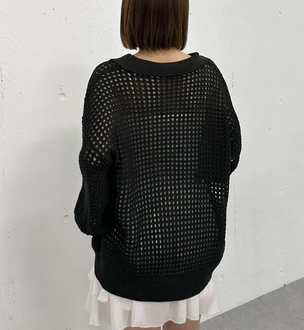 archives「透かしスキッパーポロニット」|ニット・セーター|