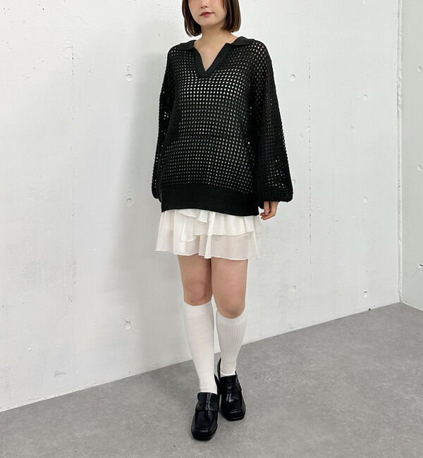 archives「透かしスキッパーポロニット」|ニット・セーター|