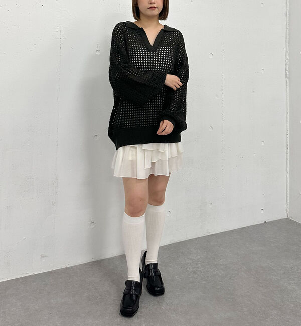 archives「透かしスキッパーポロニット」|ニット・セーター|