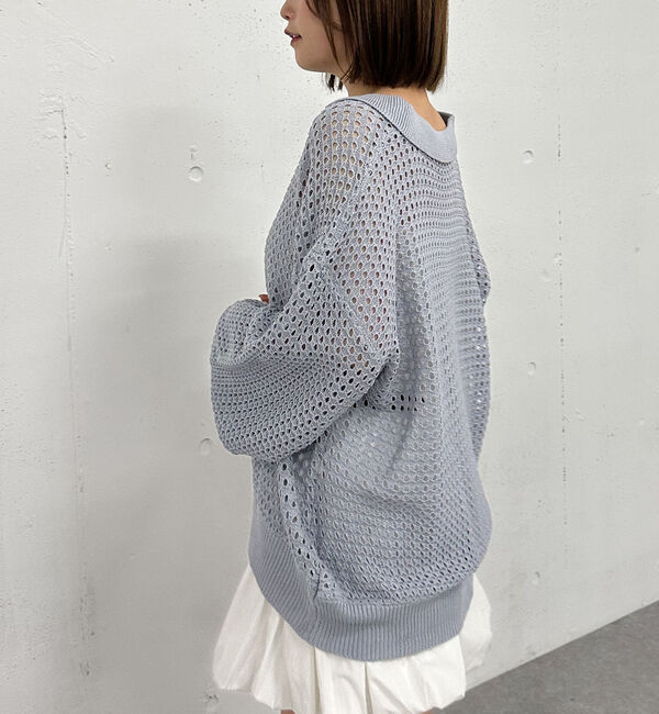 archives「透かしスキッパーポロニット」|ニット・セーター|