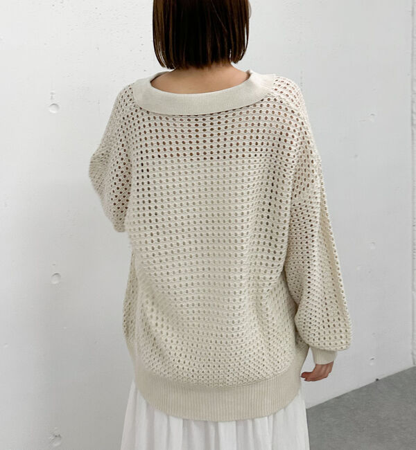 archives「透かしスキッパーポロニット」|ニット・セーター|