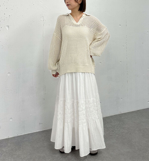 archives「透かしスキッパーポロニット」|ニット・セーター|